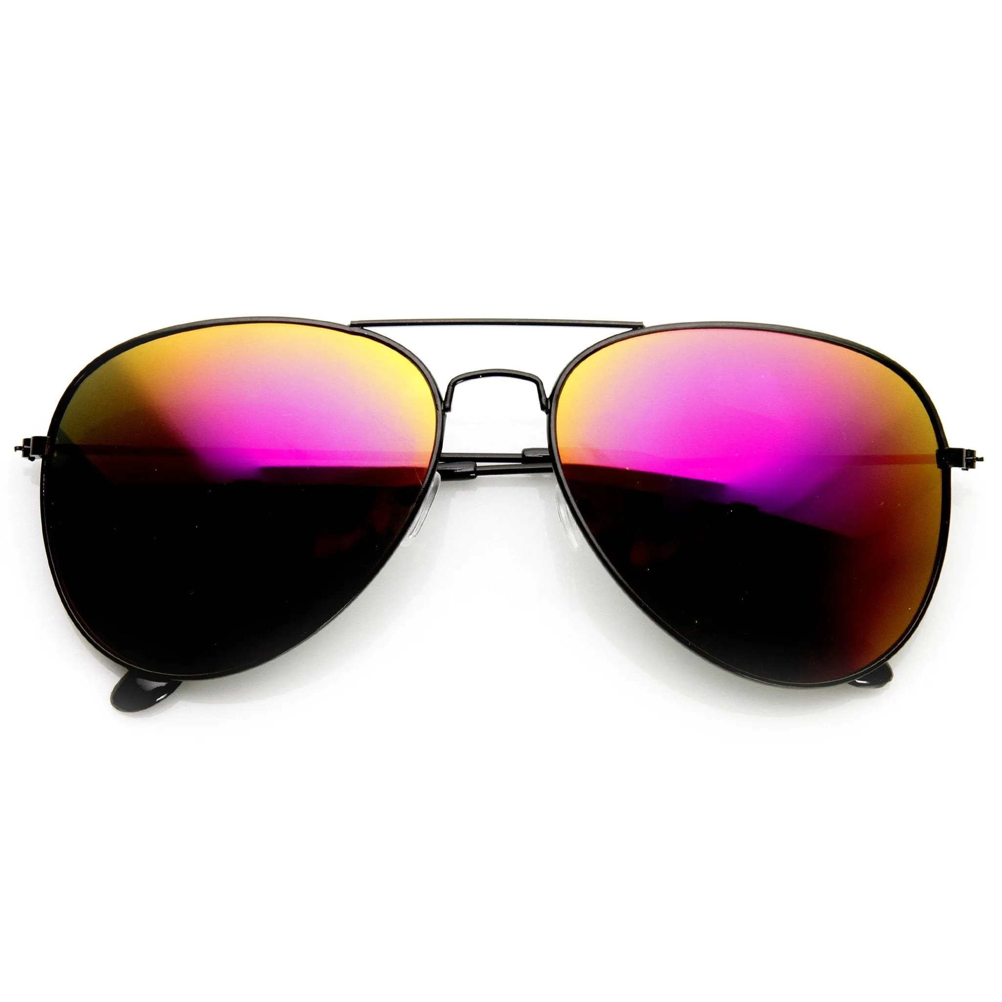 Black Metal Aviator Flash Mirrored Lens Sunglasses 1494 60mm sold by ZeroUV