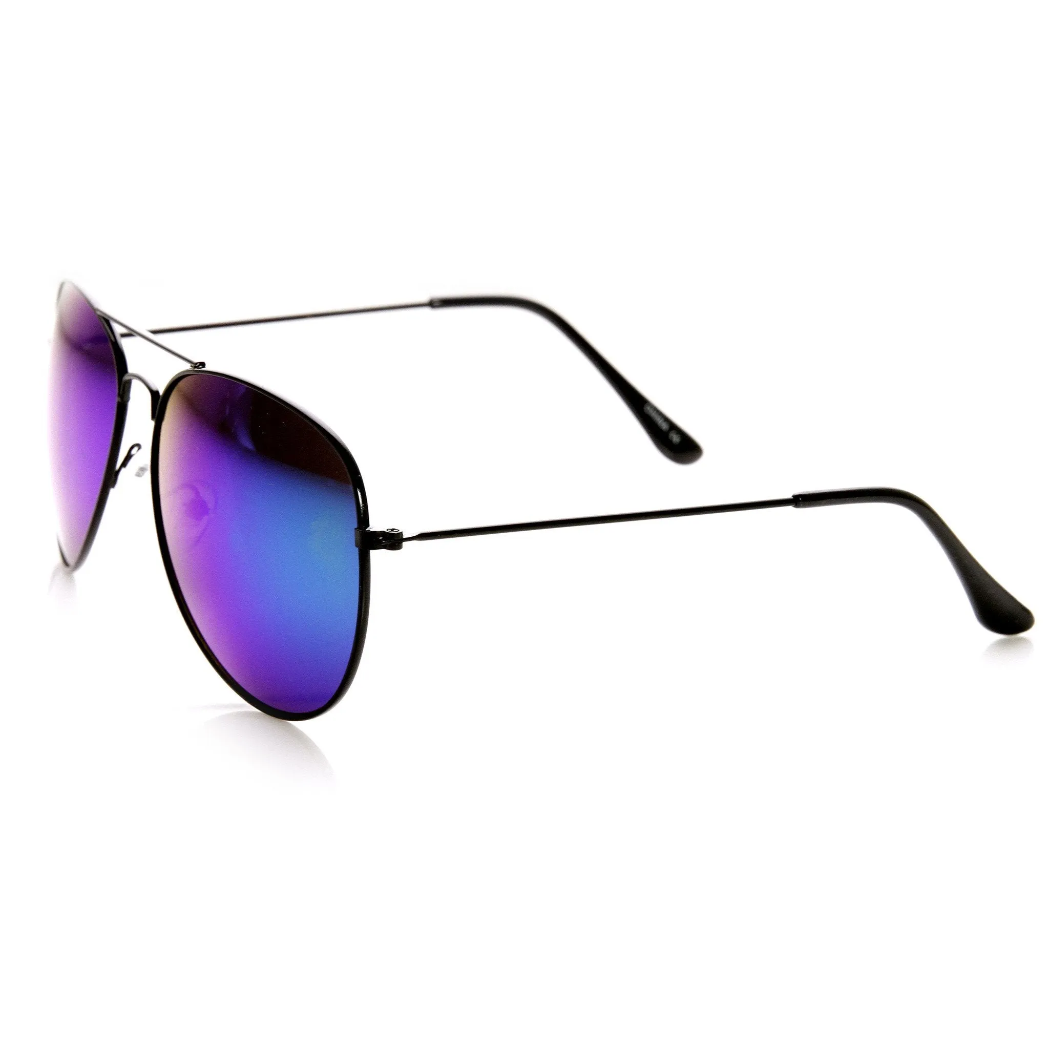 Black Metal Aviator Flash Mirrored Lens Sunglasses 1494 60mm sold by ZeroUV product image thumbnail 4