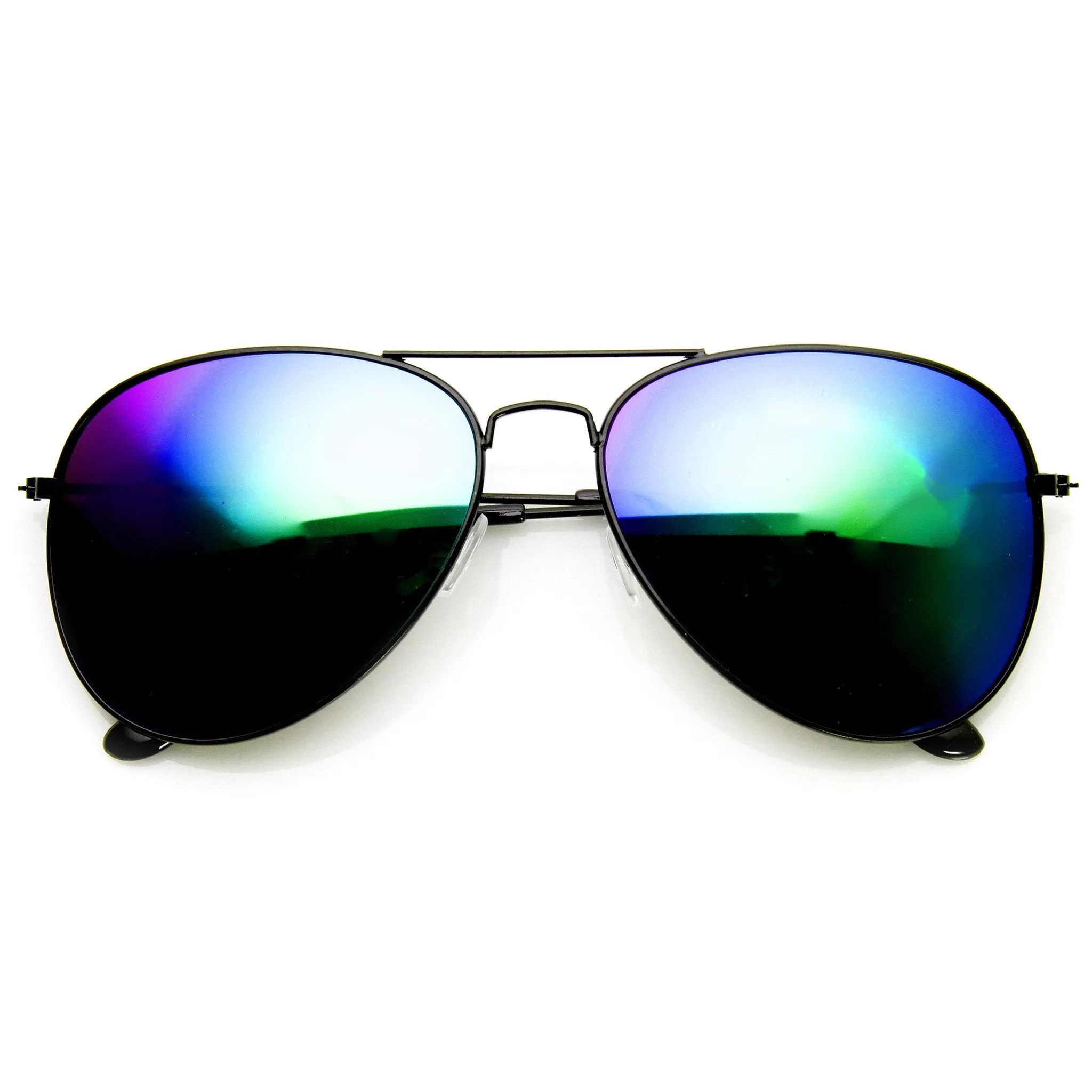 Black Metal Aviator Flash Mirrored Lens Sunglasses 1494 60mm sold by ZeroUV product image thumbnail 2