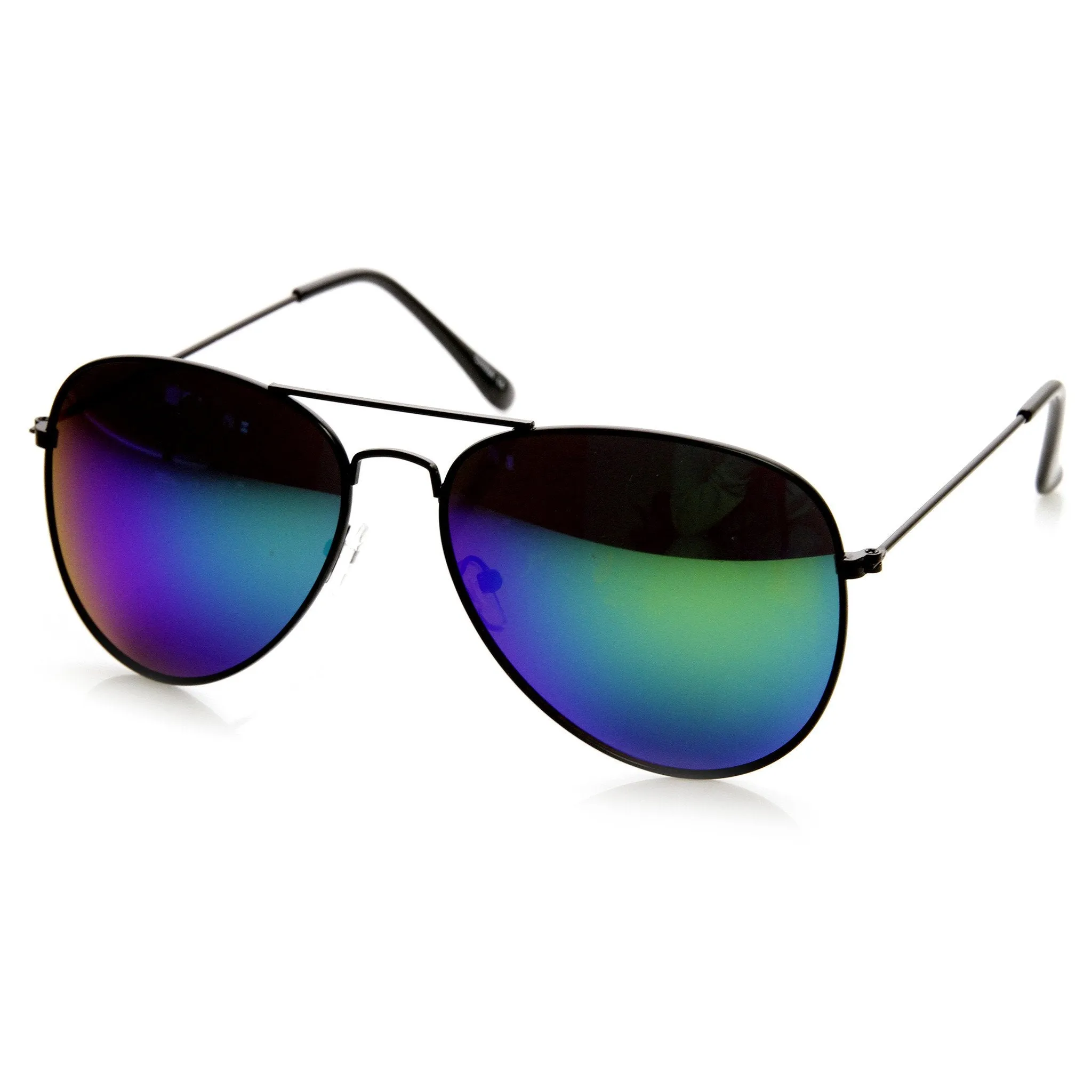 Black Metal Aviator Flash Mirrored Lens Sunglasses 1494 60mm sold by ZeroUV product image thumbnail 3