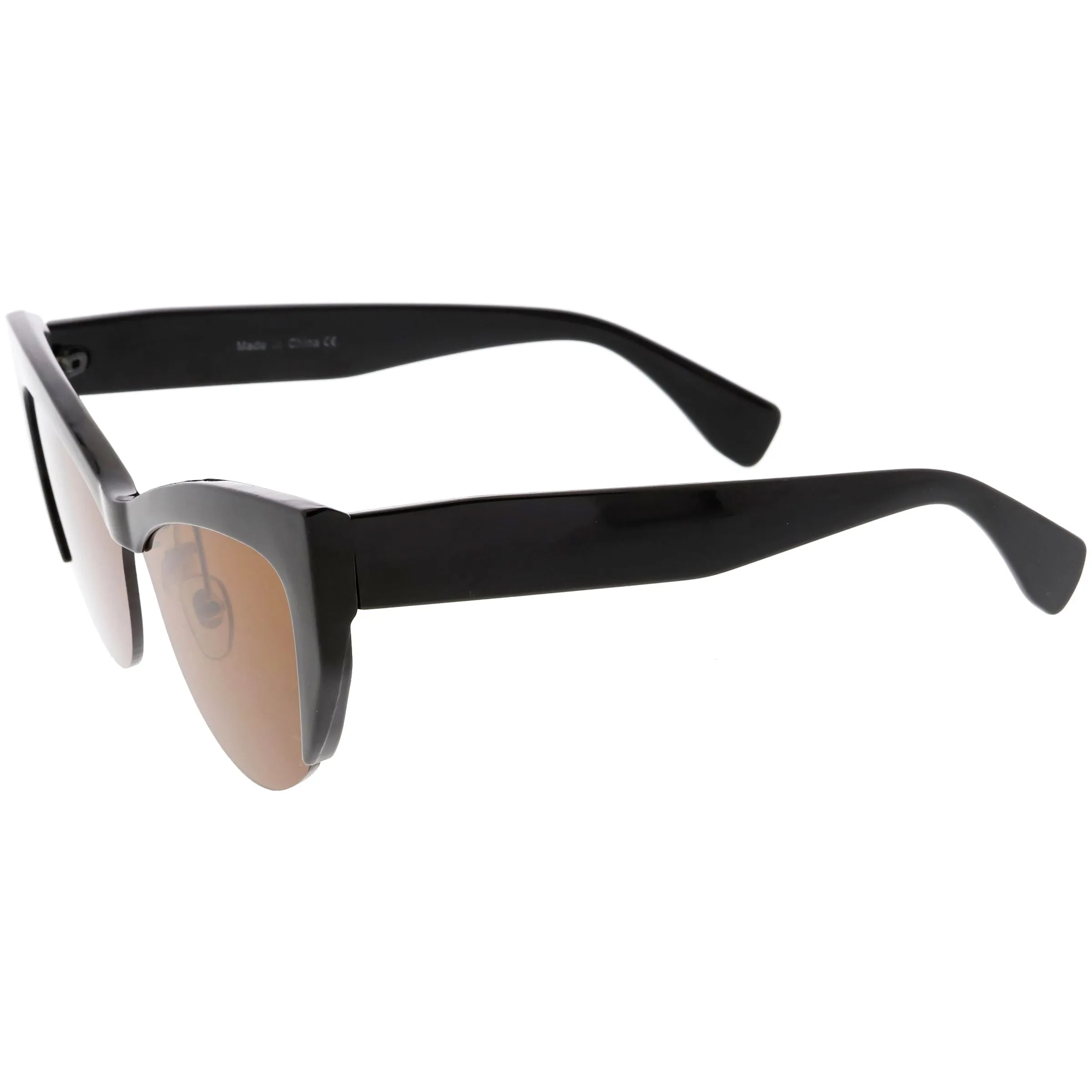 Oversize Semi Rimless Neutral Colored Lens Cat Eye Sunglasses C853 sold by ZeroUV product image thumbnail 4