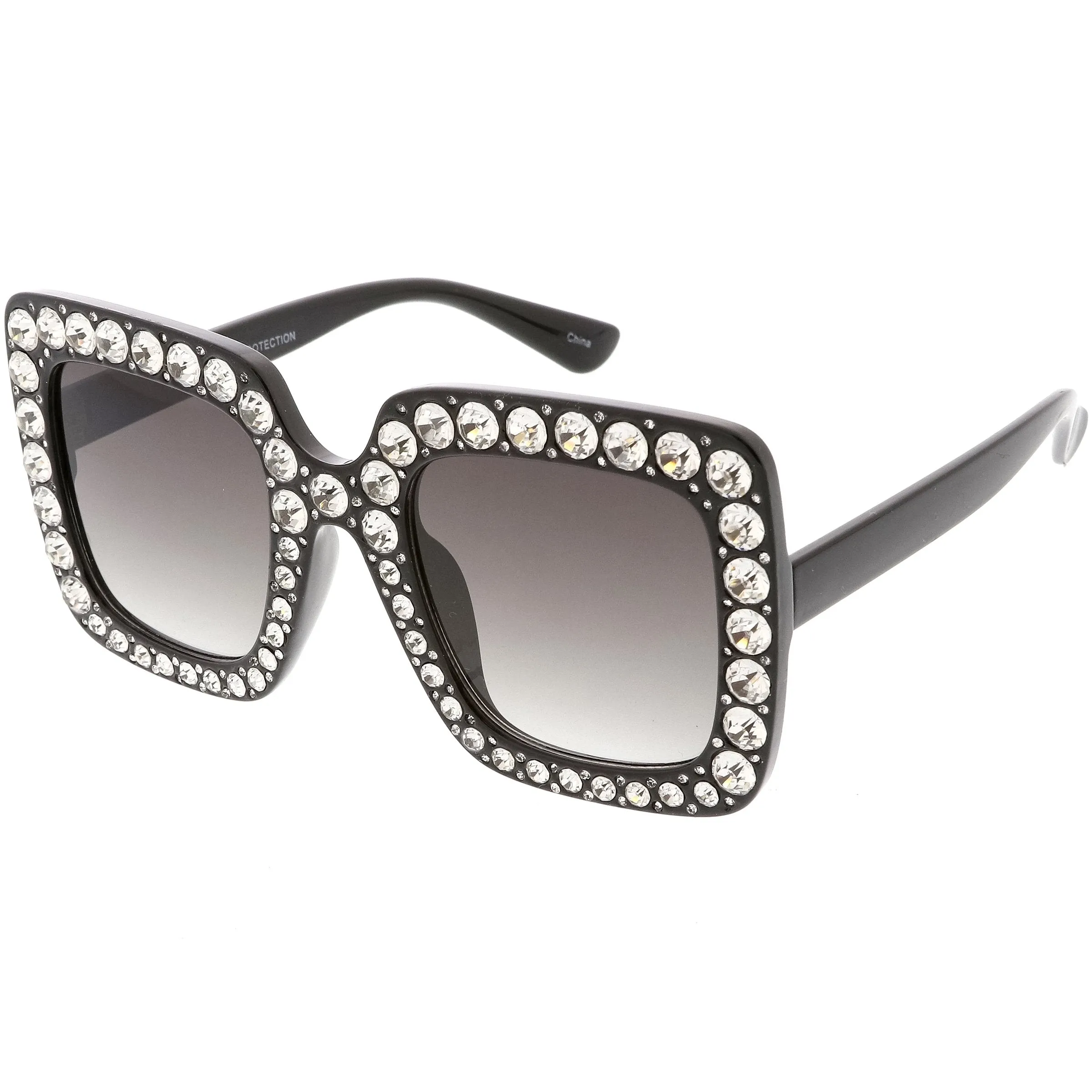 Women's Oversize Glamorous Crystal Rhinestone Square Sunglasses C586 sold by ZeroUV product image thumbnail 5