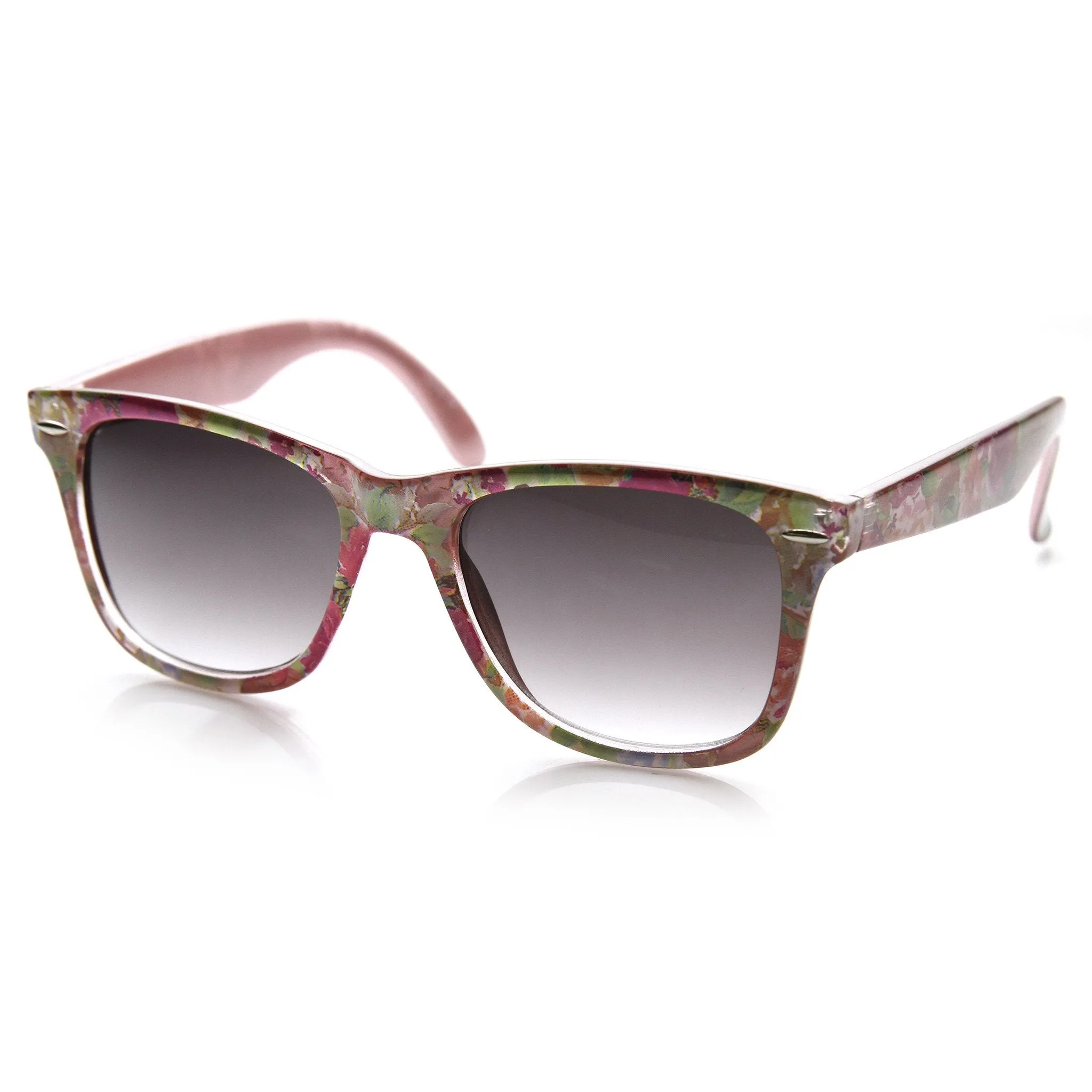 Women's Hippie Indie Floral Flower Print Horned Rim Sunglasses 9474 sold by ZeroUV product image thumbnail 5