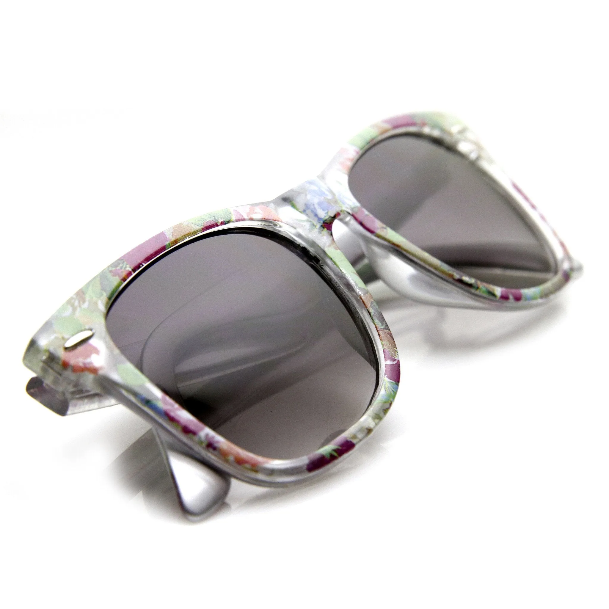 Women's Hippie Indie Floral Flower Print Horned Rim Sunglasses 9474 sold by ZeroUV product image thumbnail 3