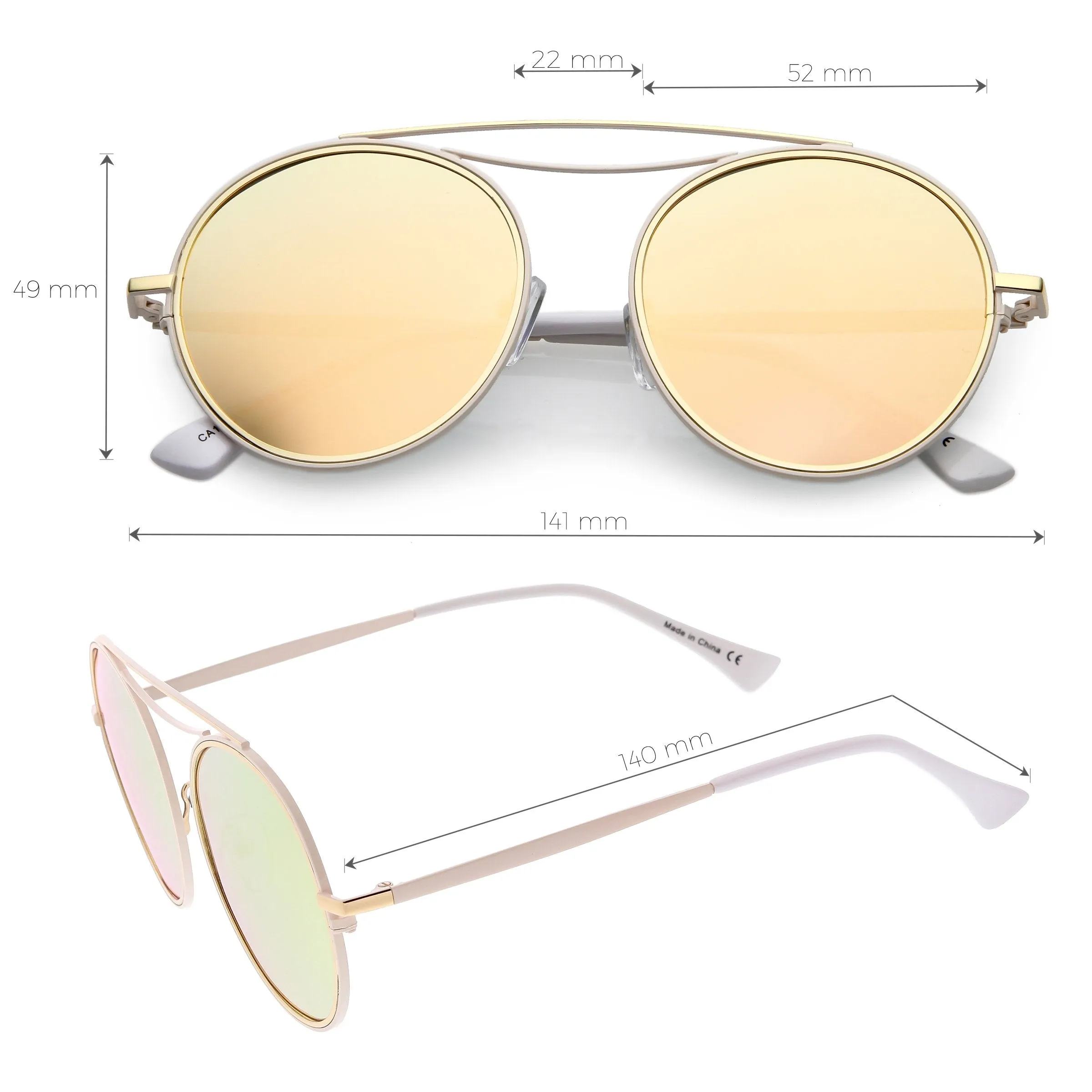 Retro Polarized Round Metal Aviator Mirrored Lens Sunglasses C821 sold by ZeroUV product image thumbnail 2