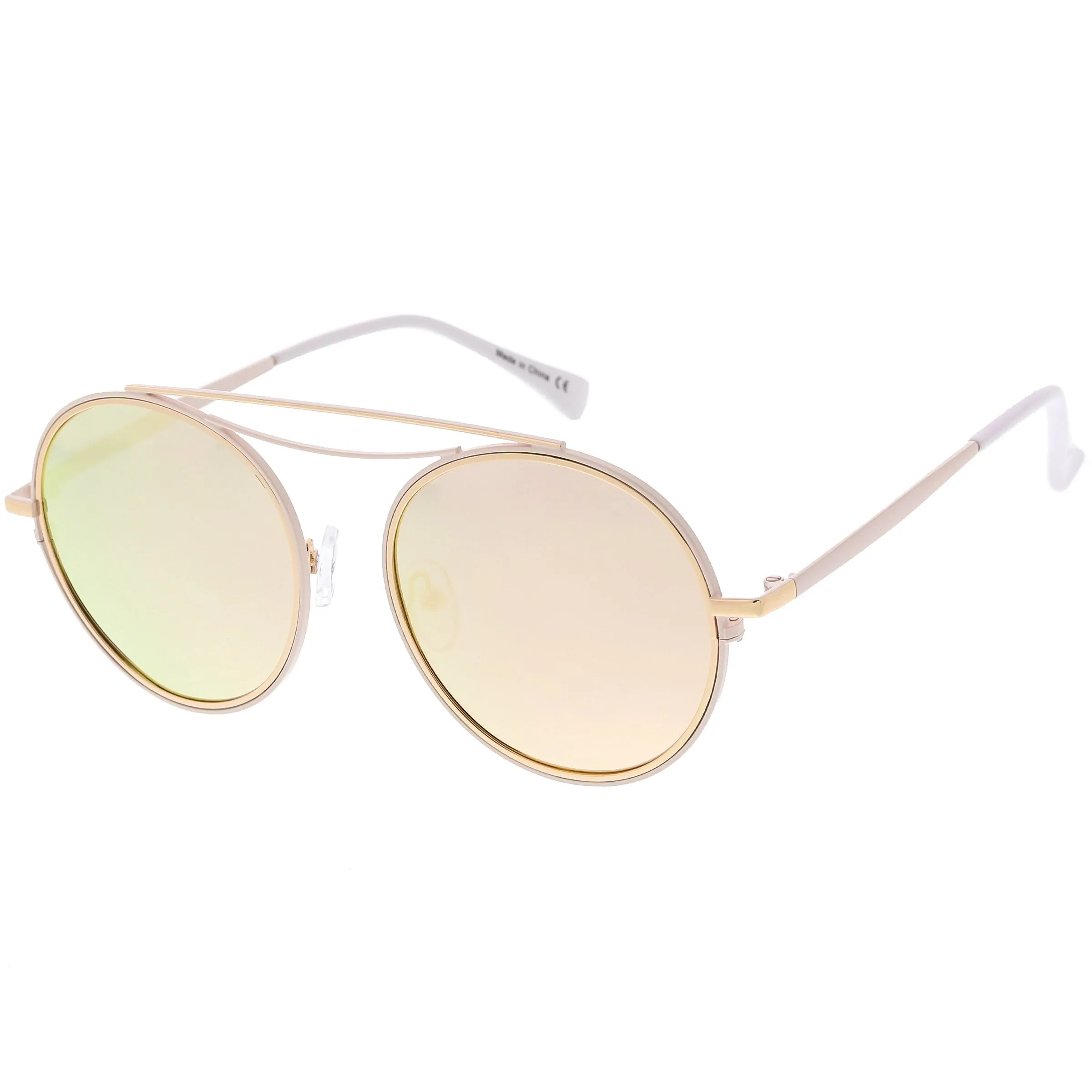 Retro Polarized Round Metal Aviator Mirrored Lens Sunglasses C821 sold by ZeroUV product image thumbnail 4