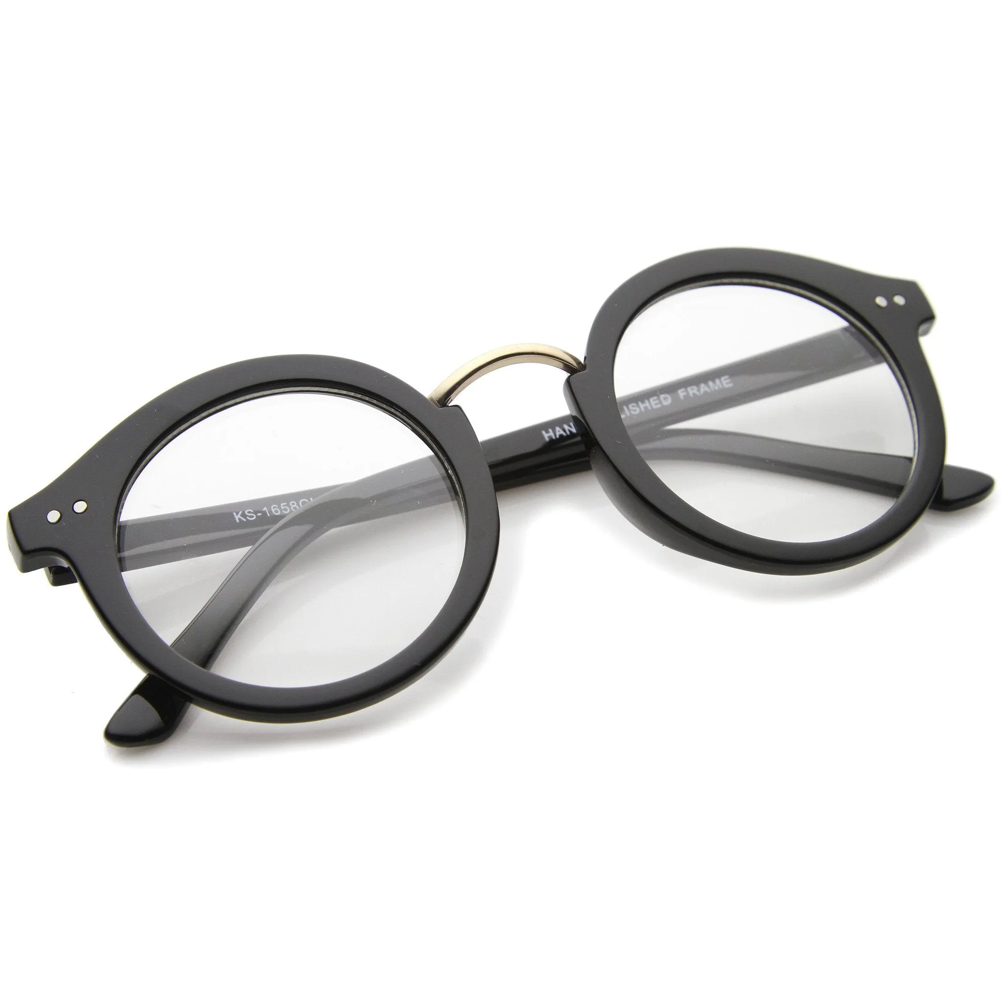 Eclectic Indie Round Clear Lens Retro Glasses A033 sold by ZeroUV product image thumbnail 4