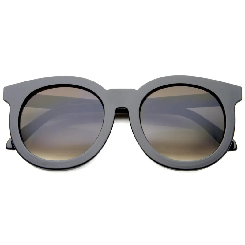 Women's Oversize Round Horned Rim Flat Front Sunglasses A138 sold by ZeroUV