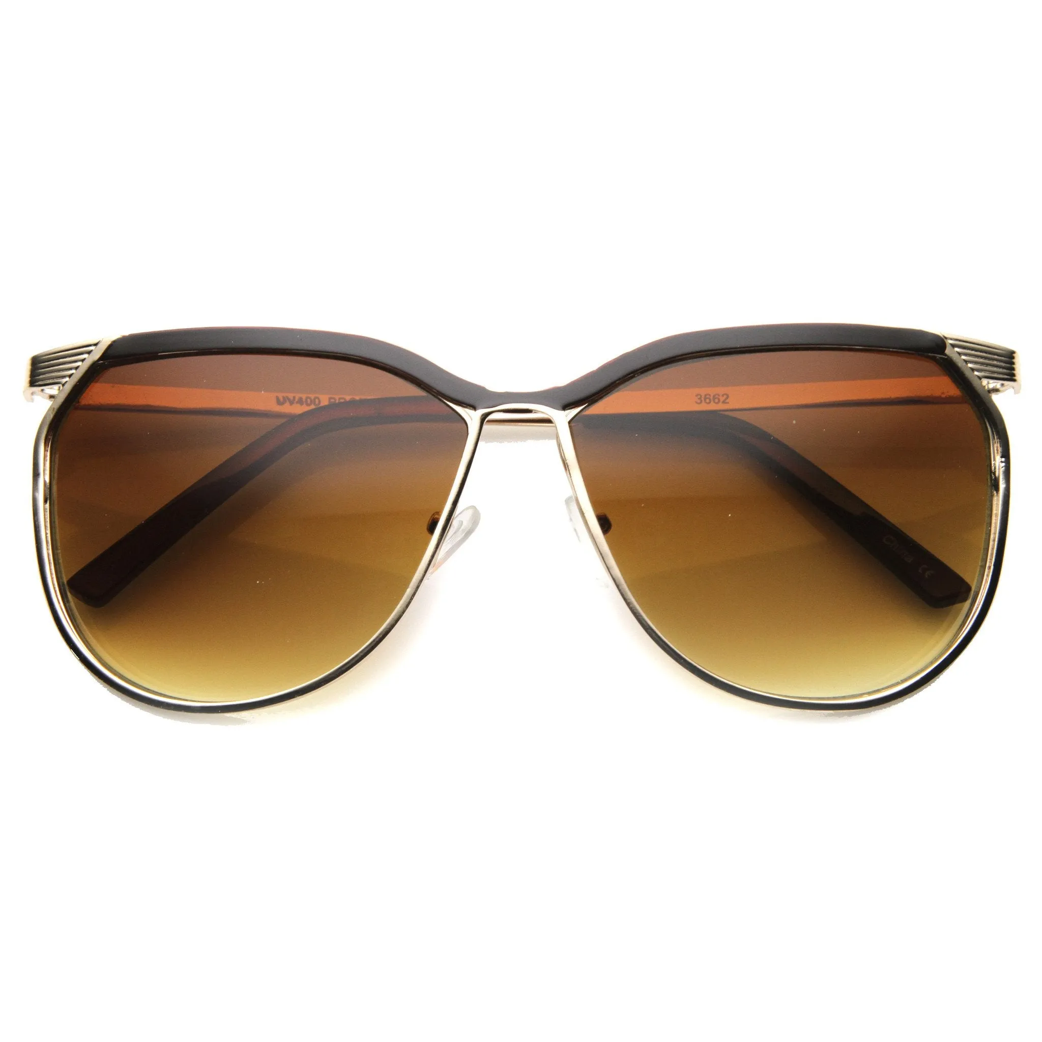 Modern Oversize Two Toned Thin Metal Aviator Sunglasses 9863 sold by ZeroUV product image thumbnail 3