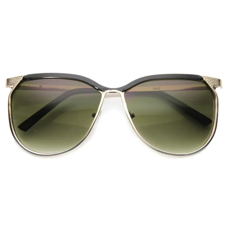 Modern Oversize Two Toned Thin Metal Aviator Sunglasses 9863 sold by ZeroUV