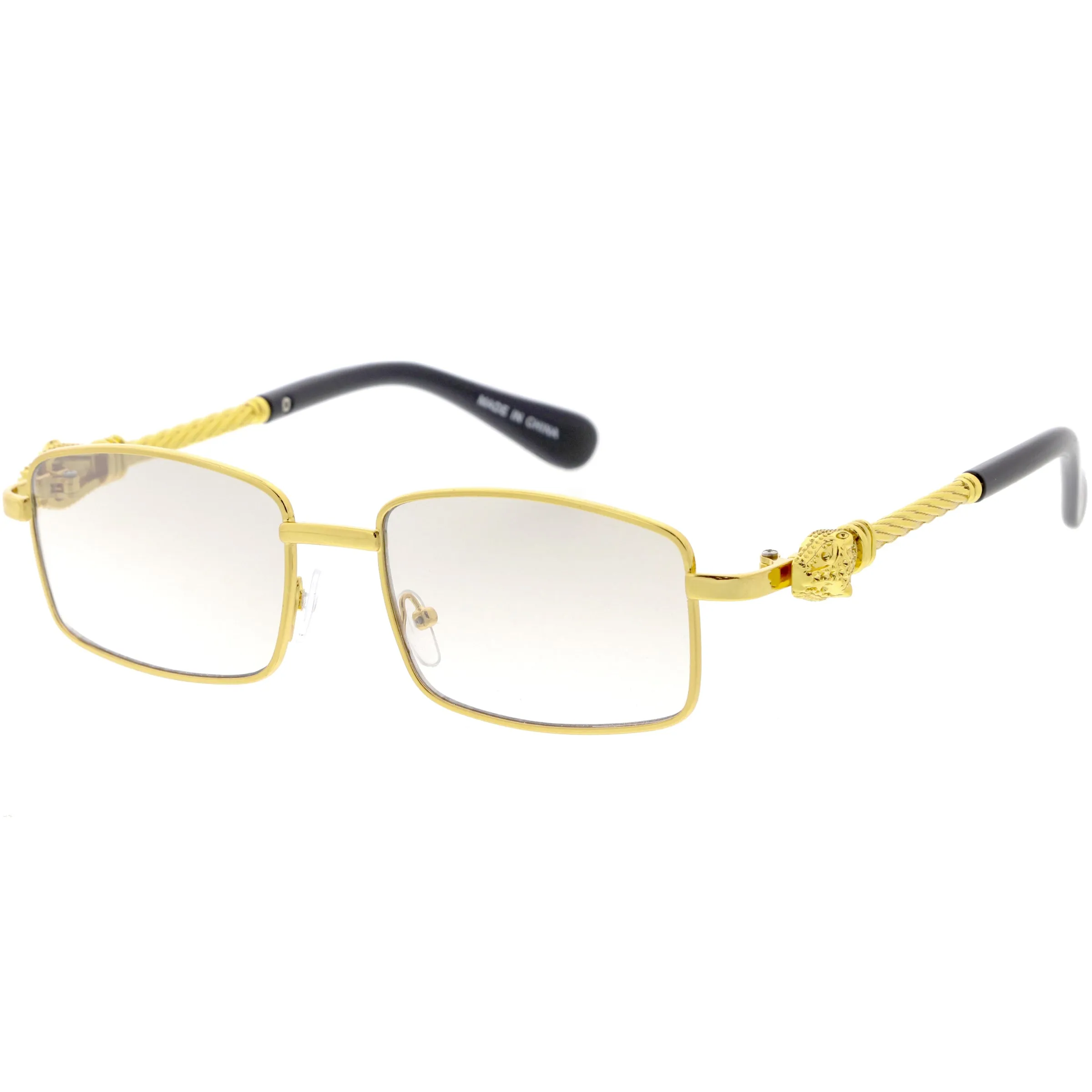 Bold Retro Jaguar Metal Plated Detail Square Sunglasses D247 sold by ZeroUV product image thumbnail 5
