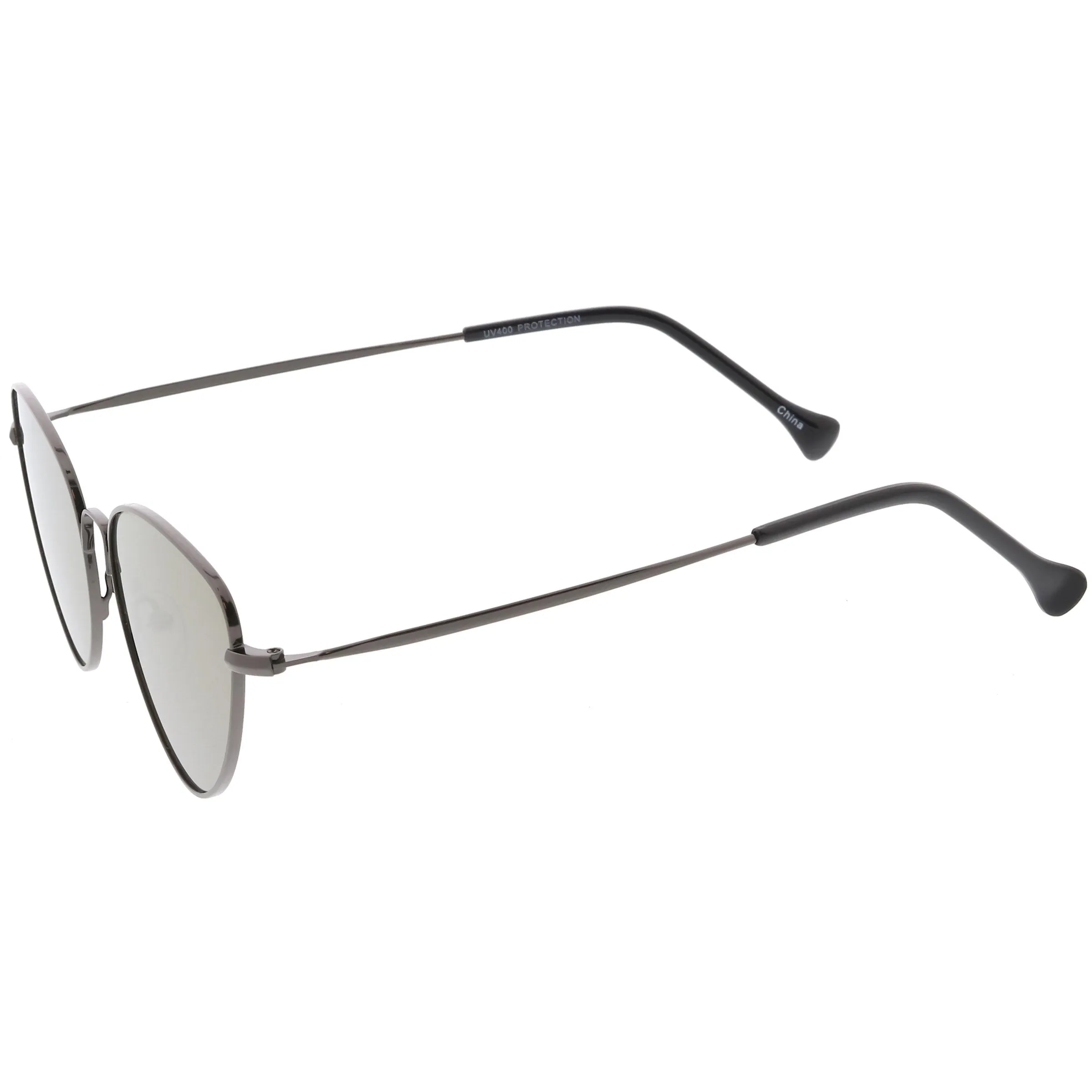 Women's Retro Thin Frame Metal Mirrored Flat Lens Sunglasses C601 sold by ZeroUV product image thumbnail 5