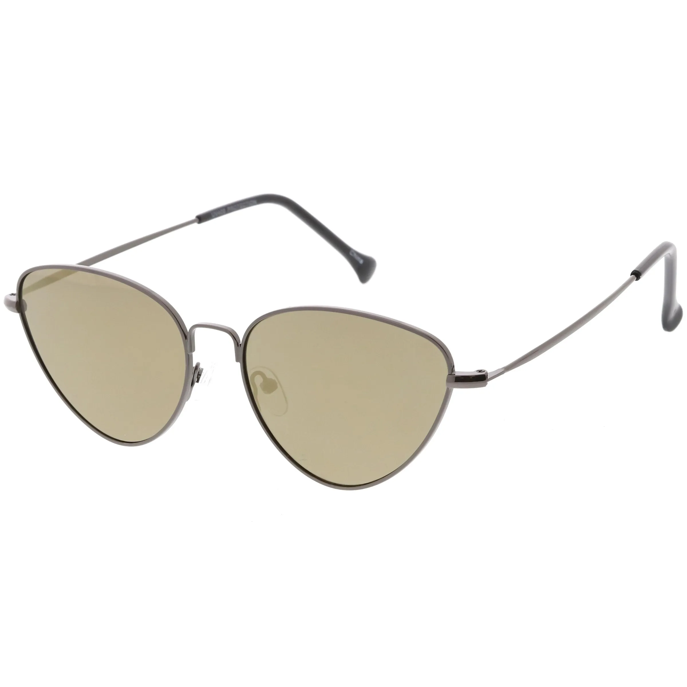 Women's Retro Thin Frame Metal Mirrored Flat Lens Sunglasses C601 sold by ZeroUV product image thumbnail 4