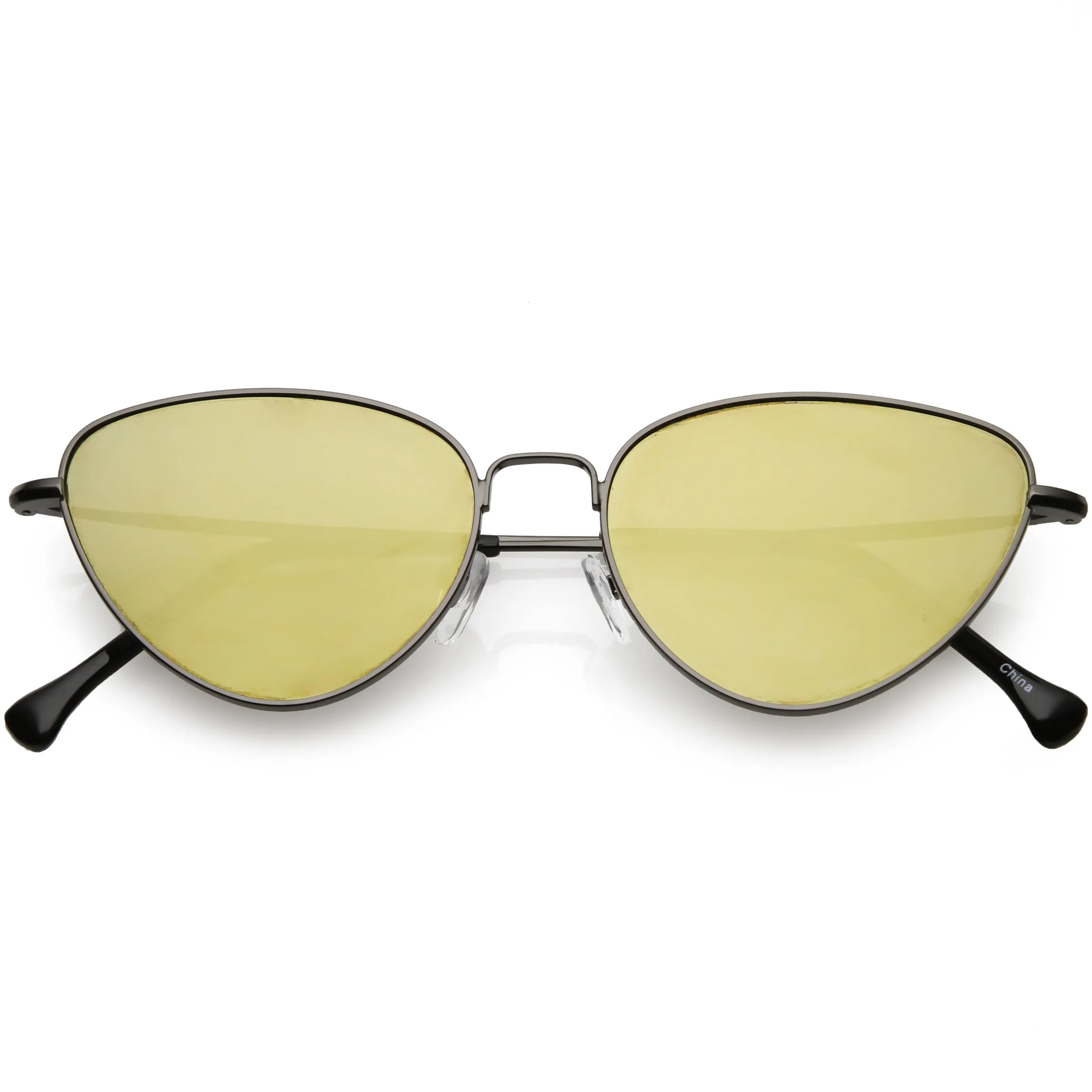 Women's Retro Thin Frame Metal Mirrored Flat Lens Sunglasses C601 sold by ZeroUV