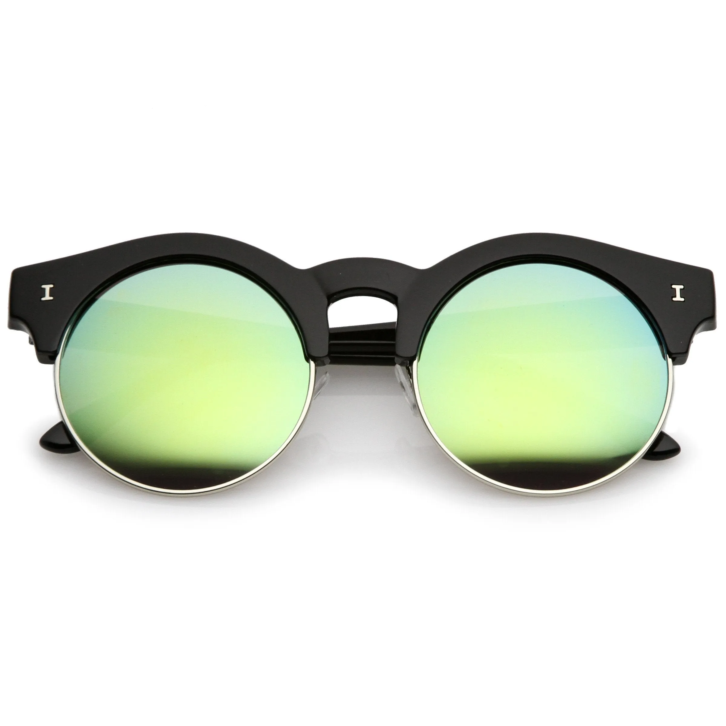 Retro Modern Round Horned Rim Half Frame Sunglasses A752 sold by ZeroUV