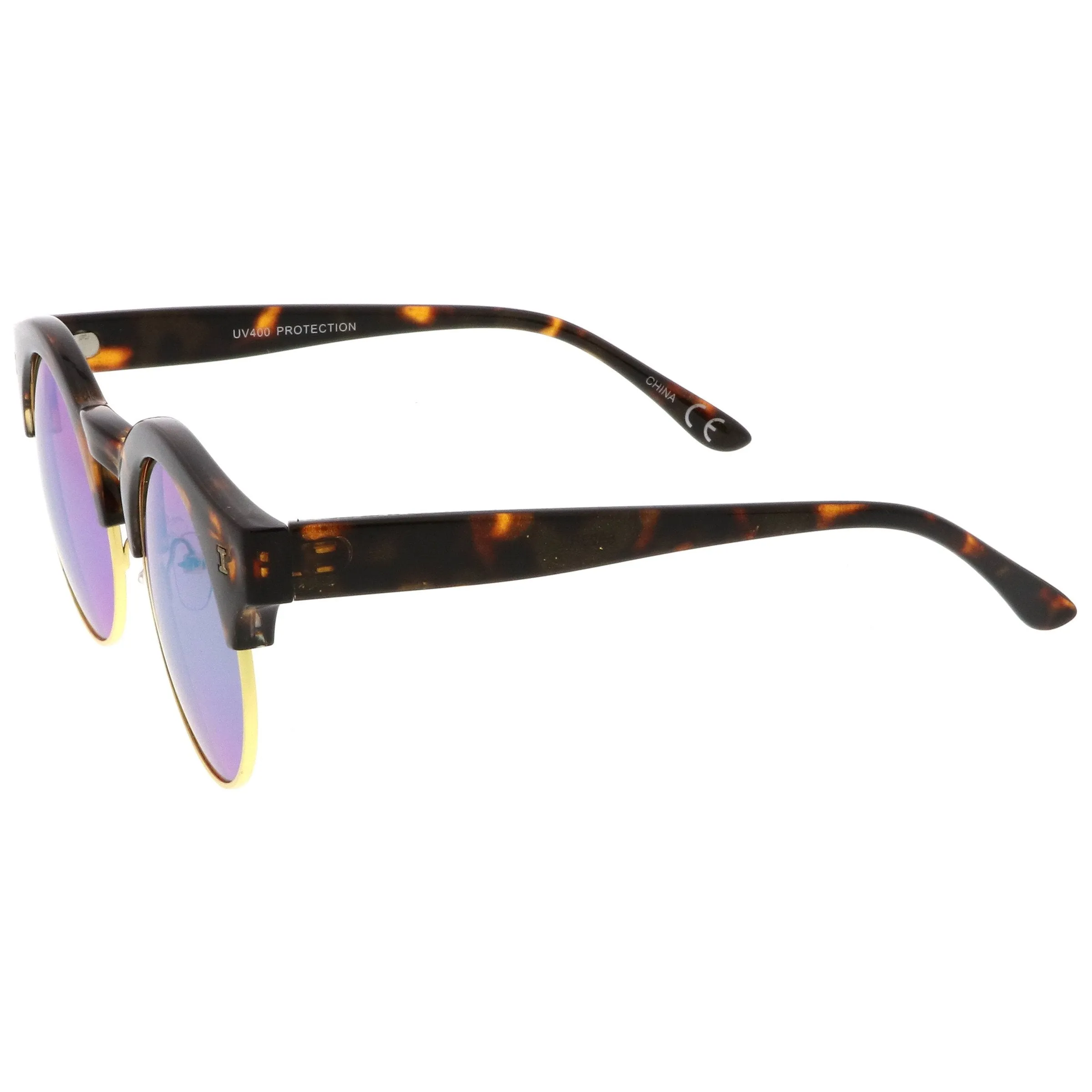 Retro Modern Round Horned Rim Half Frame Sunglasses A752 sold by ZeroUV product image thumbnail 5