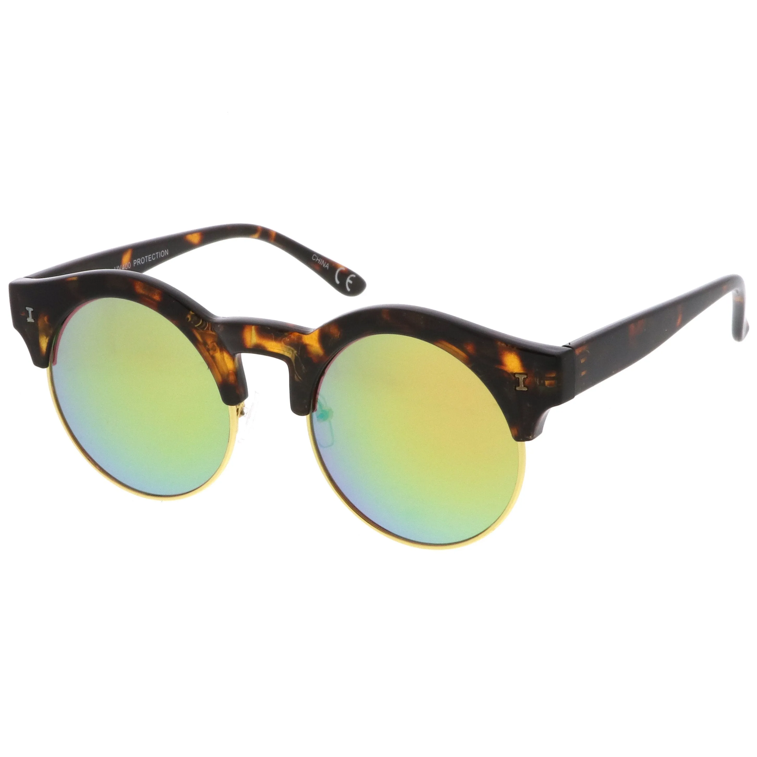 Retro Modern Round Horned Rim Half Frame Sunglasses A752 sold by ZeroUV product image thumbnail 4