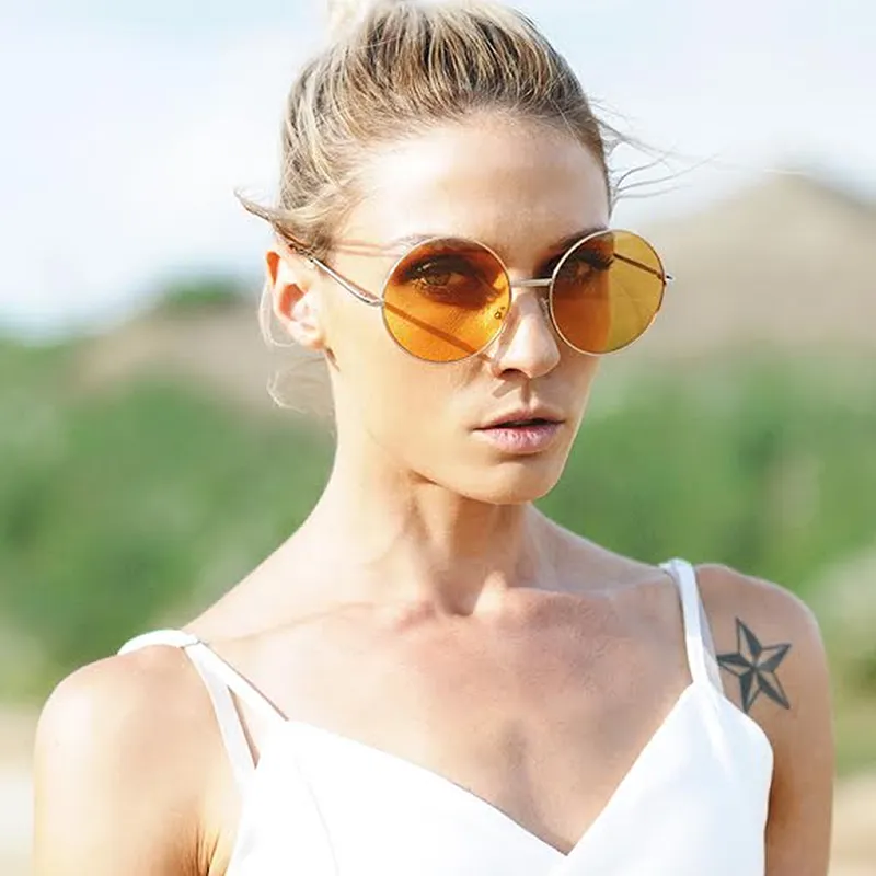 Indie Festival Hippie Oversize Round Colorful Lens Sunglasses sold by ZeroUV product image thumbnail 5