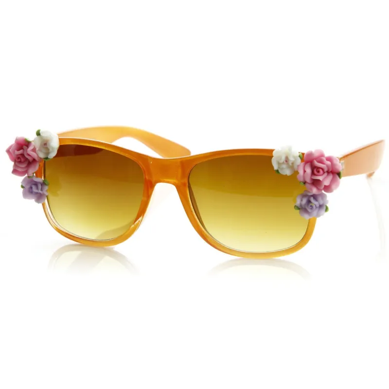 Spring Summer Flower Floral Horned Rim Sunglasses 8853 sold by ZeroUV