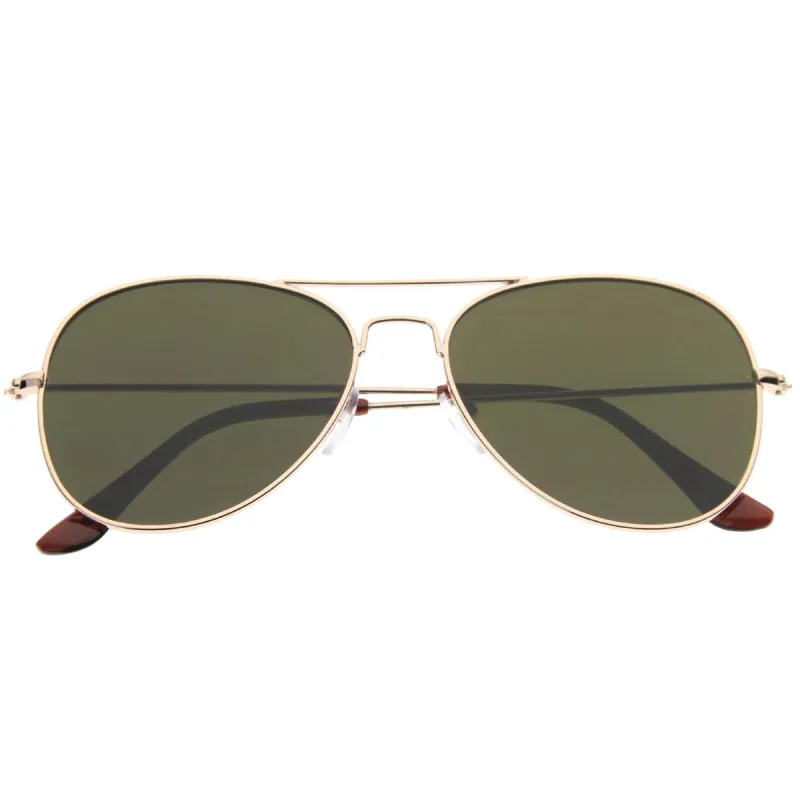 Modern Flat Front Wire Metal Aviator Sunglasses A182 sold by ZeroUV