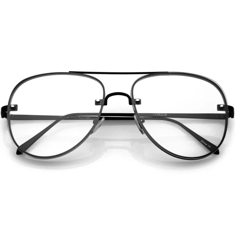 Everyday Classic Slim Metal Aviator Clear Lens C470 sold by ZeroUV