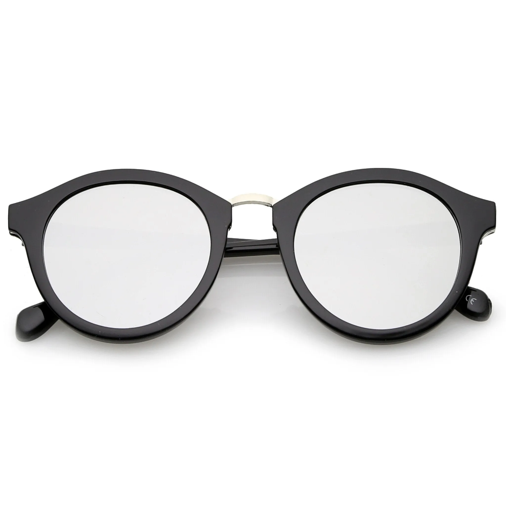 Retro Modern Horned Rim Flat Mirrored Lens Sunglasses C131 sold by ZeroUV product image thumbnail 2