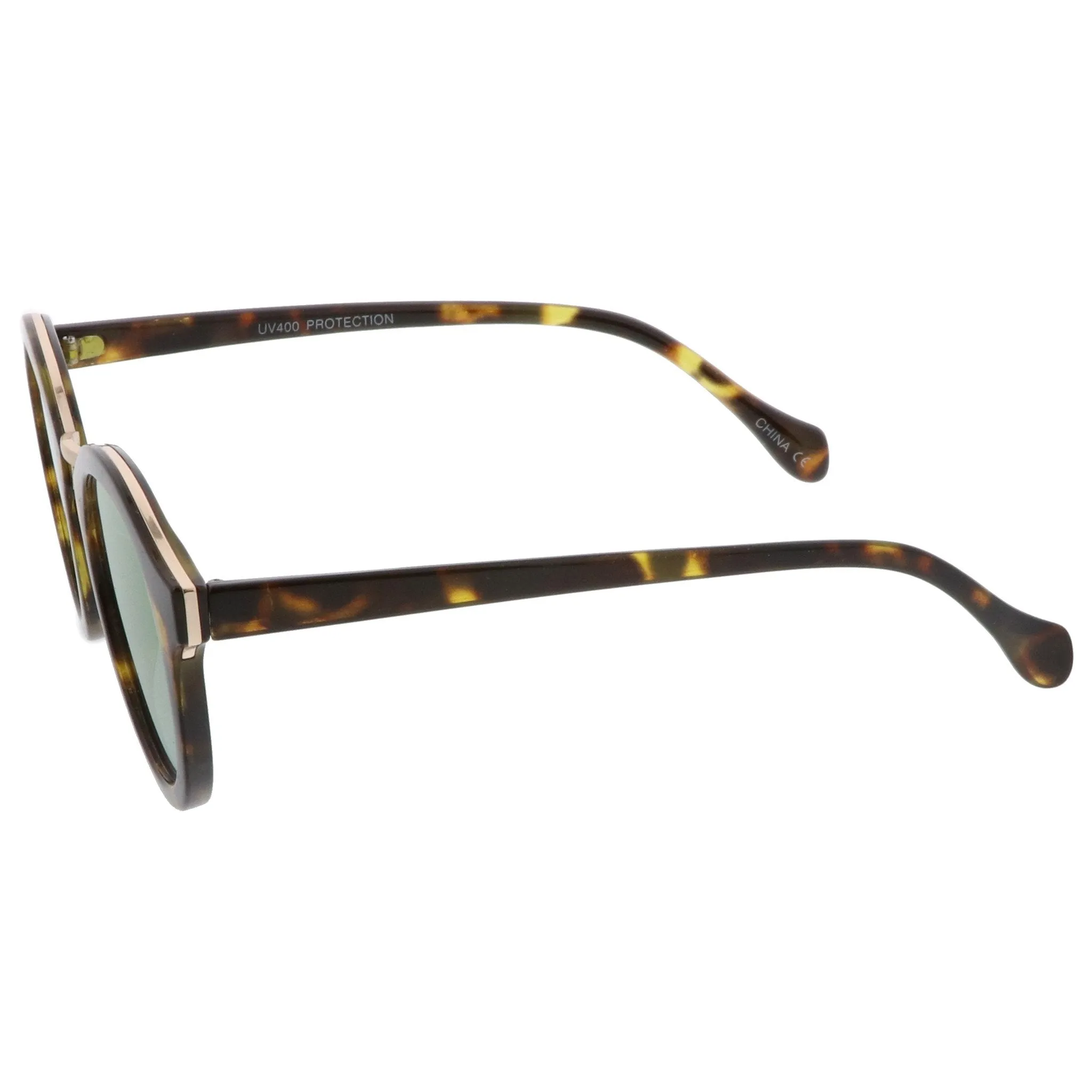 Retro Modern Horned Rim Flat Mirrored Lens Sunglasses C131 sold by ZeroUV product image thumbnail 5