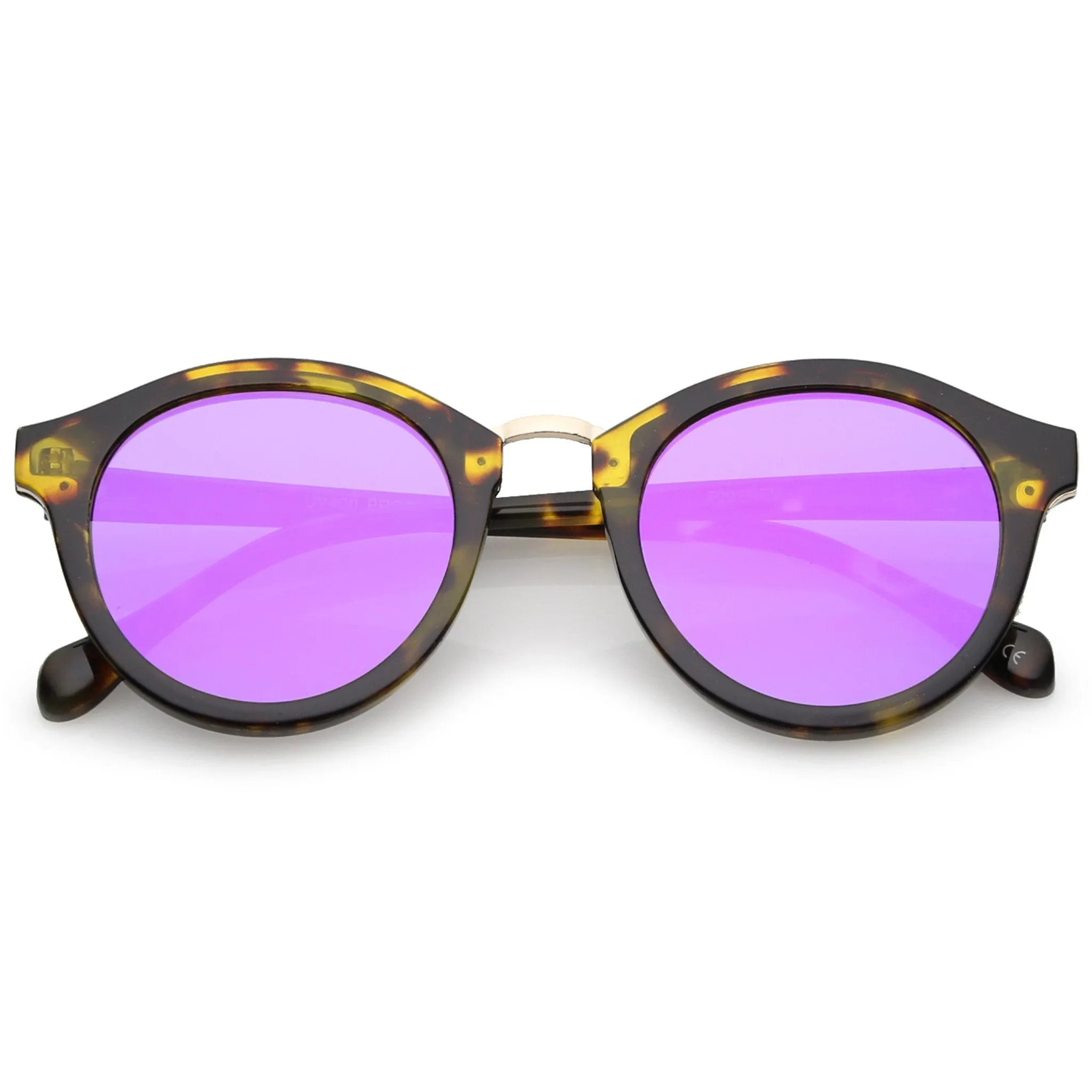 Retro Modern Horned Rim Flat Mirrored Lens Sunglasses C131 sold by ZeroUV product image thumbnail 3
