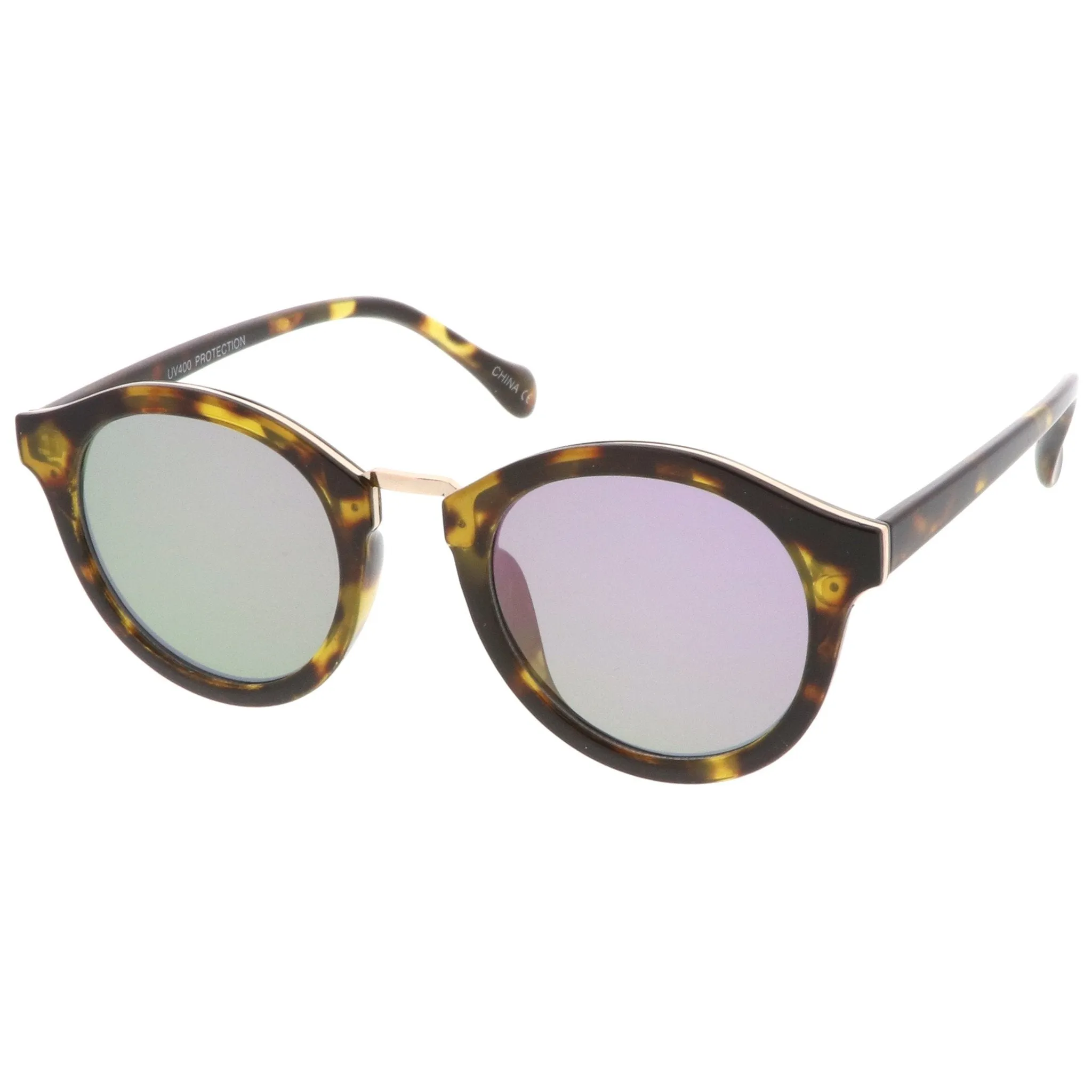 Retro Modern Horned Rim Flat Mirrored Lens Sunglasses C131 sold by ZeroUV product image thumbnail 4