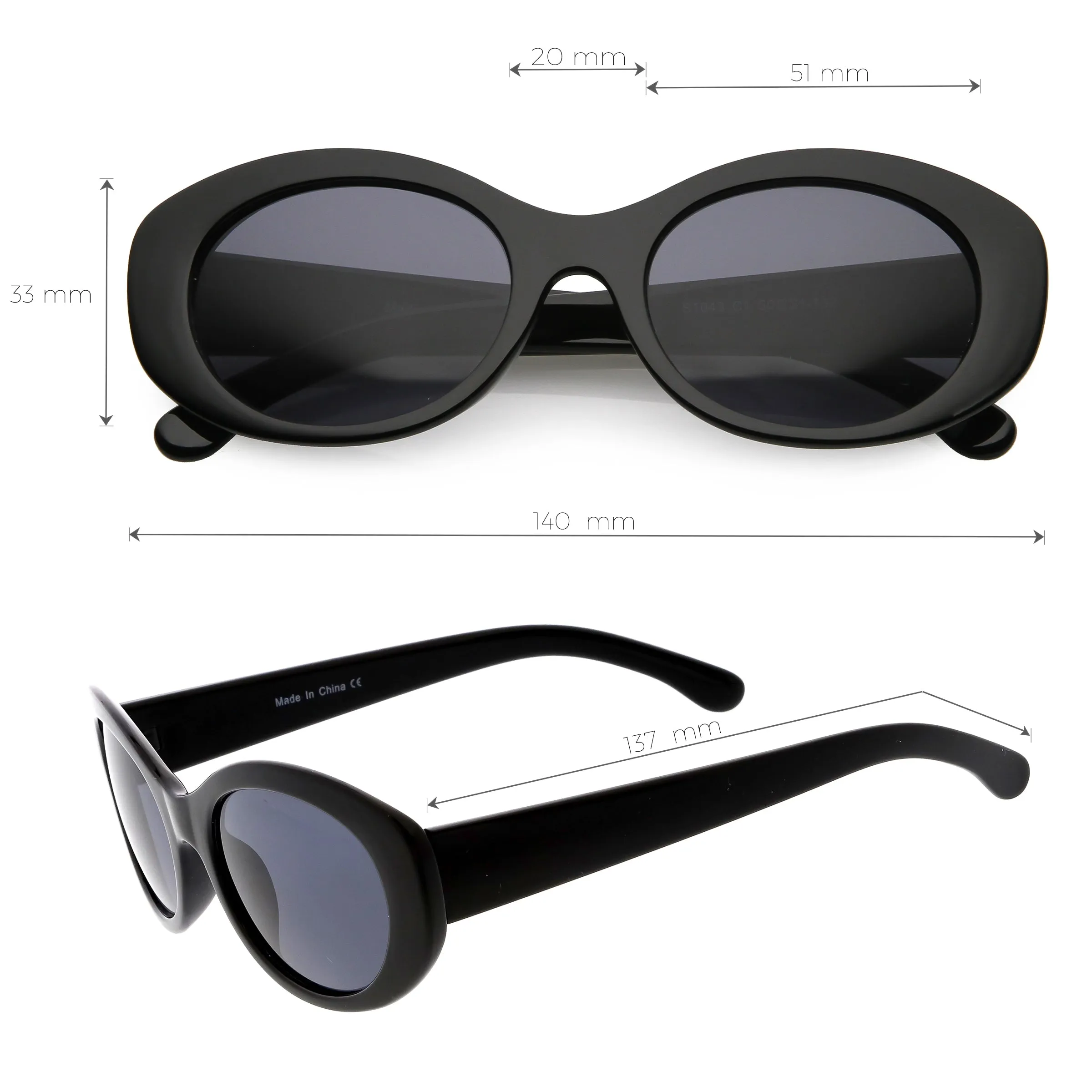 Women's Retro Oval Clout Thick Frame Sunglasses C867 sold by ZeroUV product image thumbnail 2
