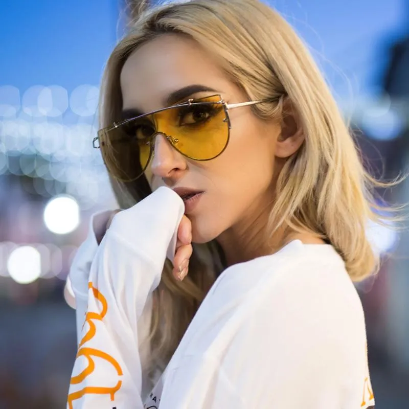 Retro Modern Flat Top Shield Sunglasses A908 sold by ZeroUV product image thumbnail 2