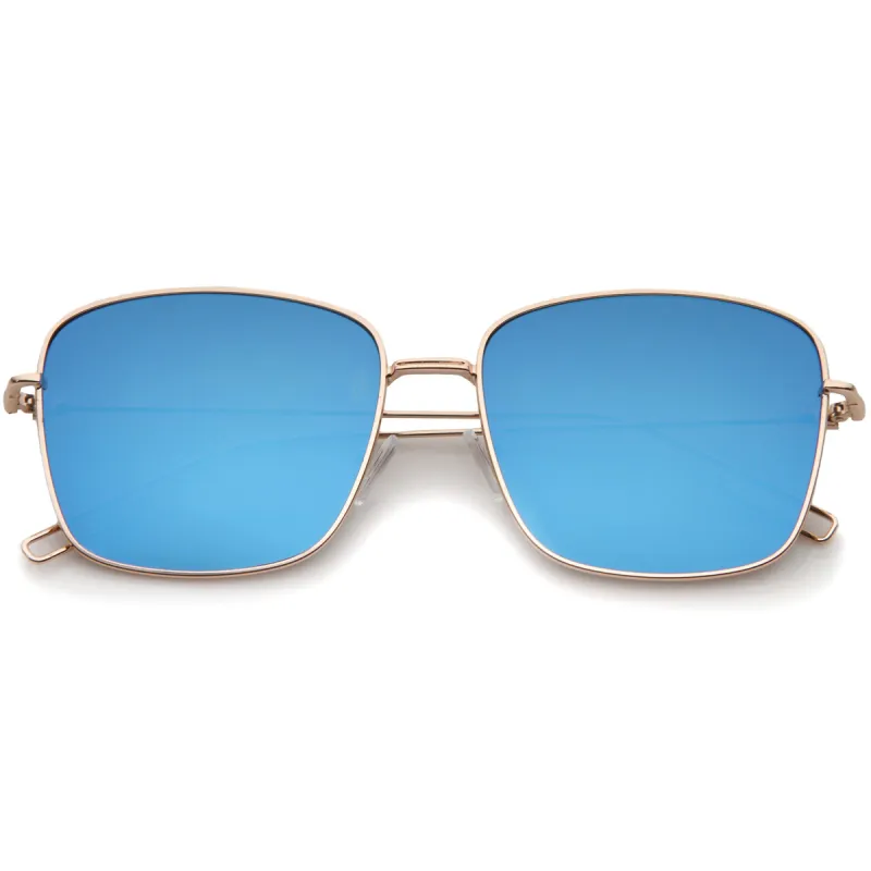 Modern Wire Metal Flat Lens Square Aviator Sunglasses A390 sold by ZeroUV
