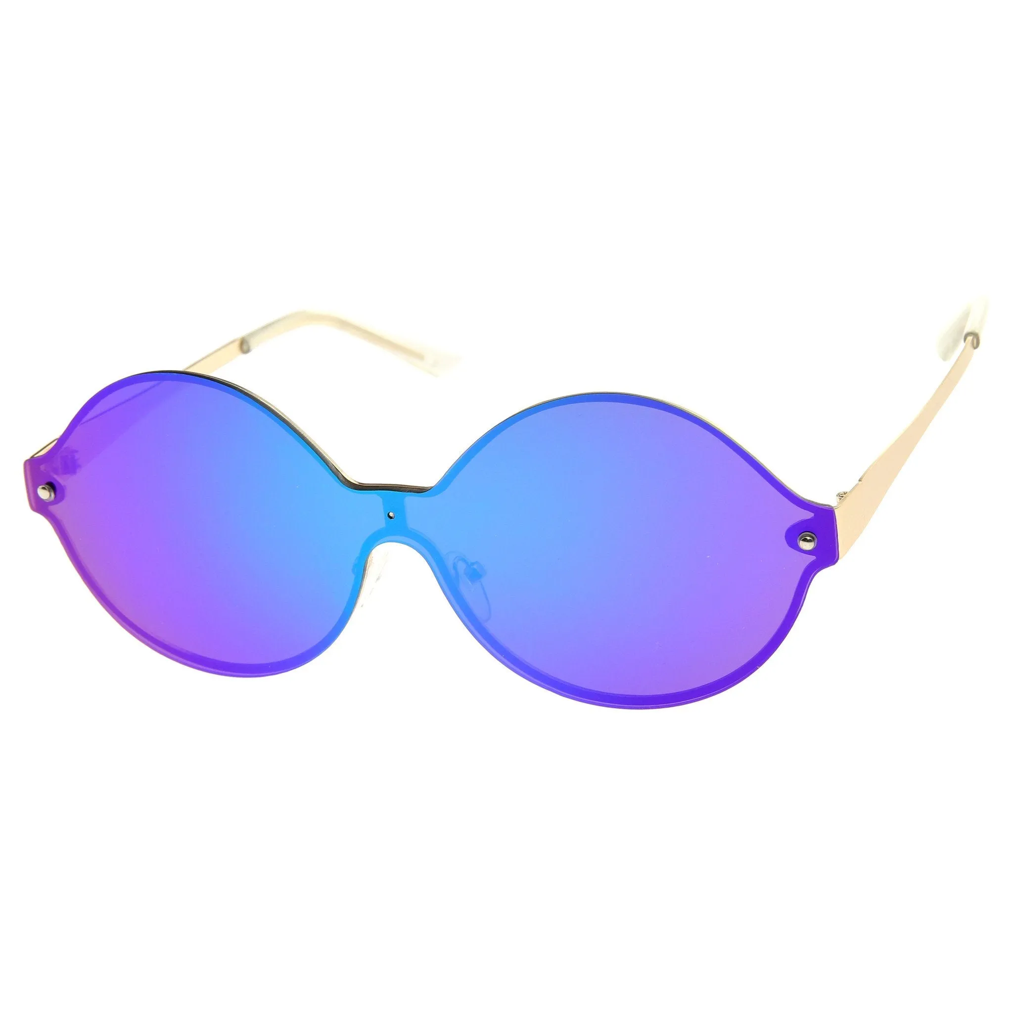 Oversize Retro Modern Mirrored Shield Lens Sunglasses A439 sold by ZeroUV product image thumbnail 4