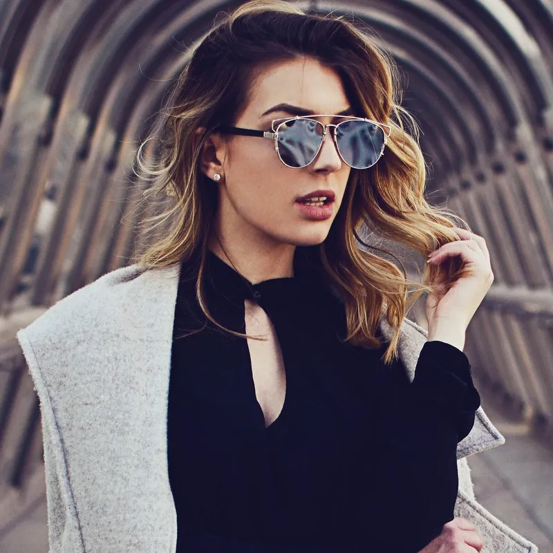 Modern Metal Crossbar Mirror Lens Flat Front Sunglasses sold by ZeroUV