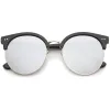 Modern Flat Front Oversize Round Mirror Lens Cat Eye Sunglasses sold by ZeroUV