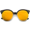 Modern Flat Front Oversize Round Mirror Lens Cat Eye Sunglasses sold by ZeroUV