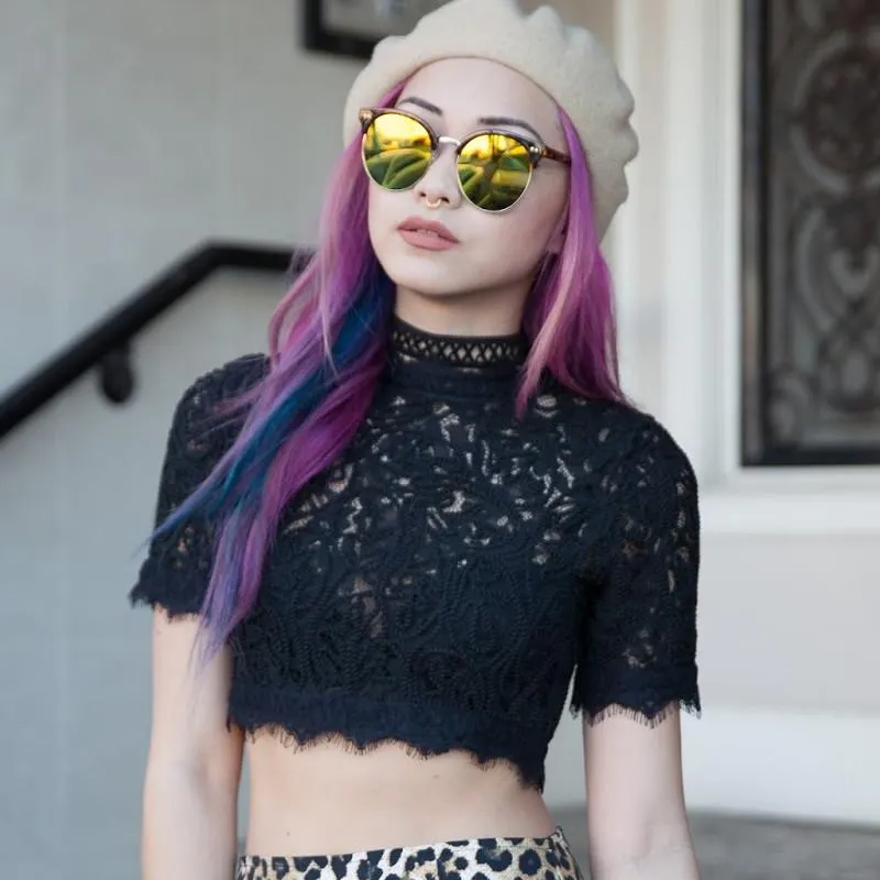 Modern Flat Front Oversize Round Mirror Lens Cat Eye Sunglasses sold by ZeroUV product image thumbnail 2