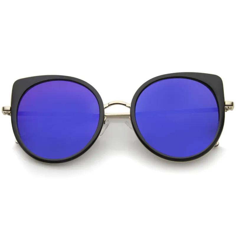 Women's Slim Round Flat Mirror Lens Cat Eye Sunglasses A815 sold by ZeroUV
