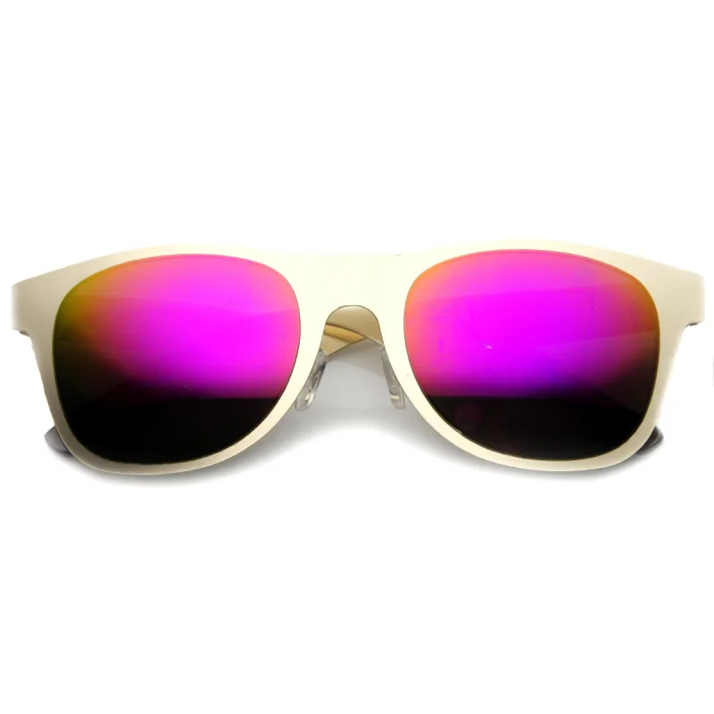 Modern Laser Cut Flat Metal Horned Rim Mirror Lens Sunglasses 9735 sold by ZeroUV
