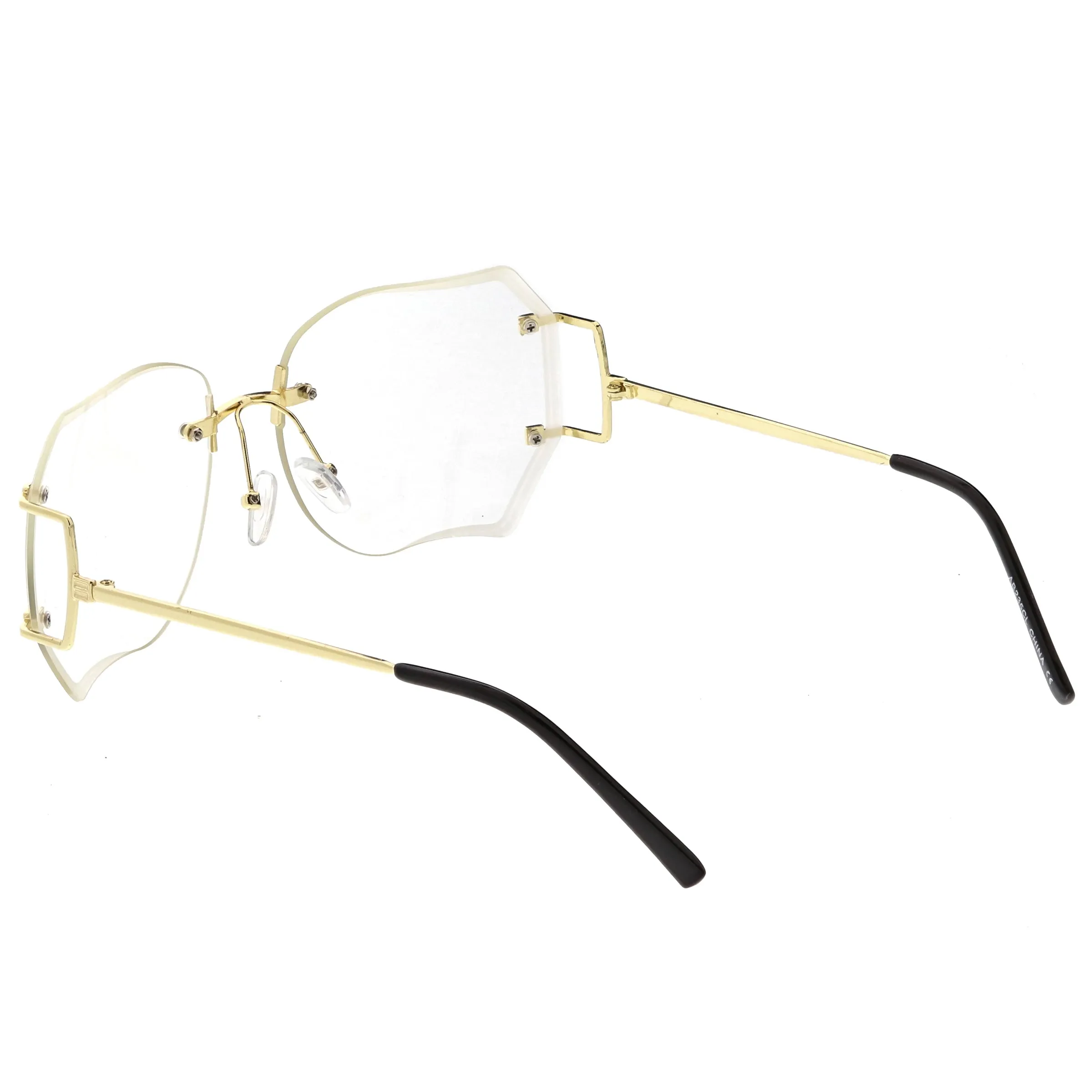 Oversize Rimless Square Glasses Slim Metal Beveled Clear Lens C433 sold by ZeroUV product image thumbnail 4