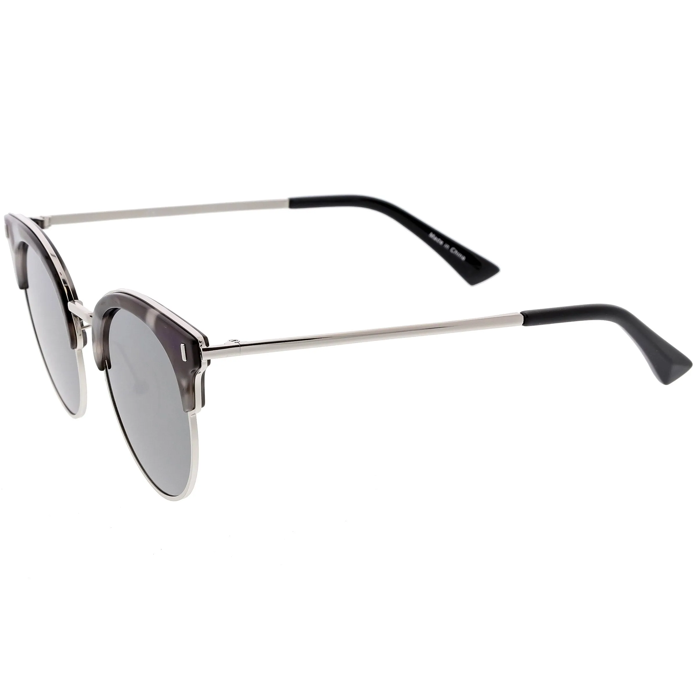 Women's Polarized Round Horned Rim Half Frame Sunglasses C828 sold by ZeroUV product image thumbnail 5