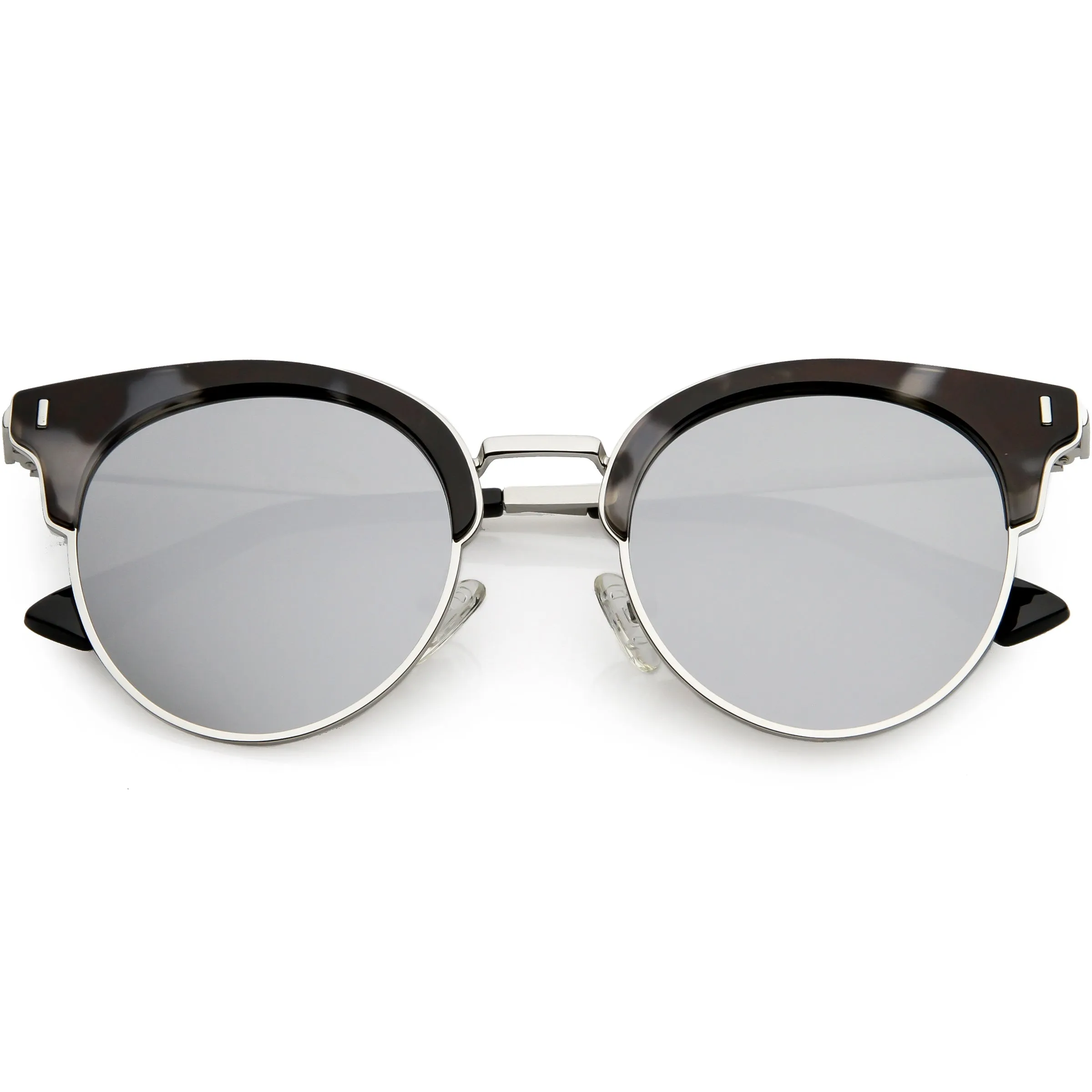 Women's Polarized Round Horned Rim Half Frame Sunglasses C828 sold by ZeroUV