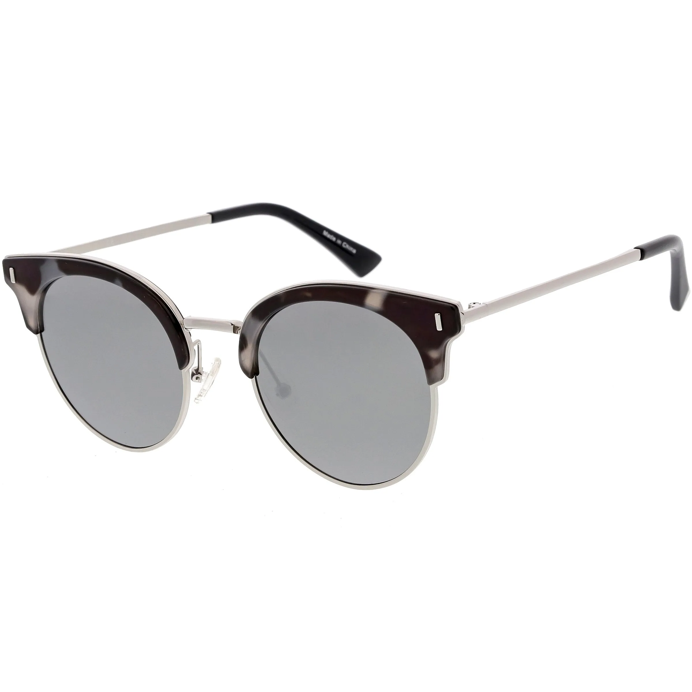 Women's Polarized Round Horned Rim Half Frame Sunglasses C828 sold by ZeroUV product image thumbnail 4