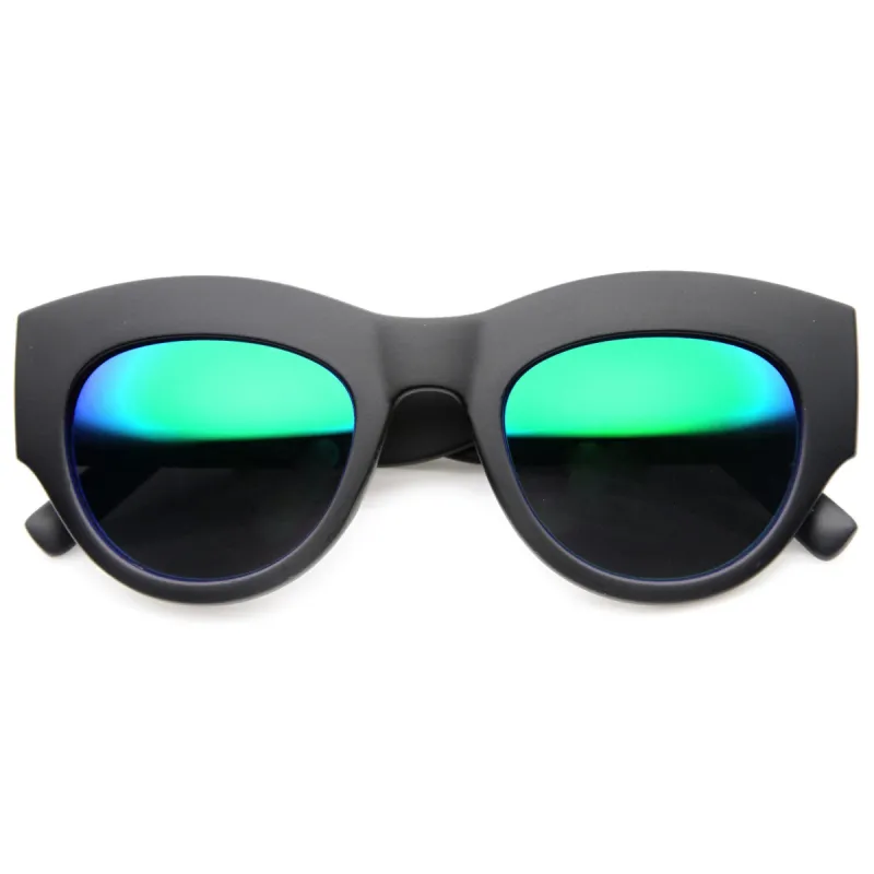 Oversize Thick Brow Cat Eye Flash Mirror Lens Sunglasses 9746 sold by ZeroUV