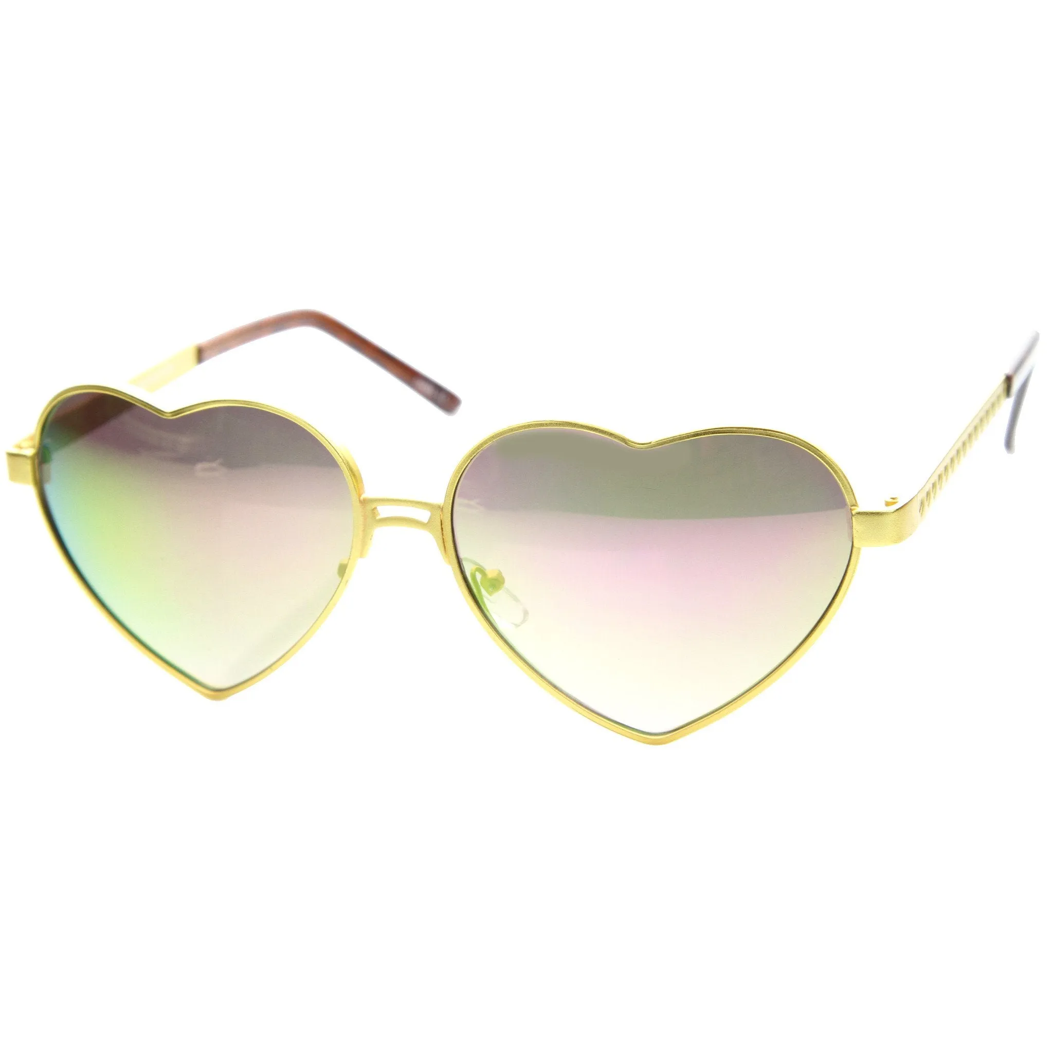Women's Cute Festival Heart Shaped Mirror Lens Metal Sunglasses A107 sold by ZeroUV product image thumbnail 2