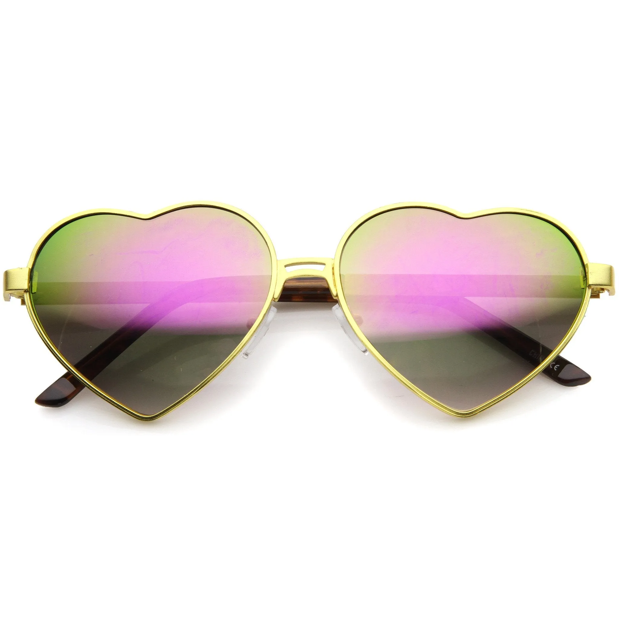 Women's Cute Festival Heart Shaped Mirror Lens Metal Sunglasses A107 sold by ZeroUV