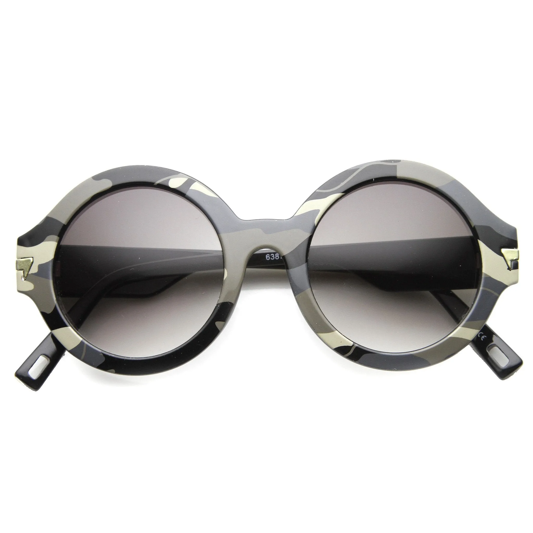 Retro Round Thick Frame Camouflage Sunglasses 9911 sold by ZeroUV product image thumbnail 4