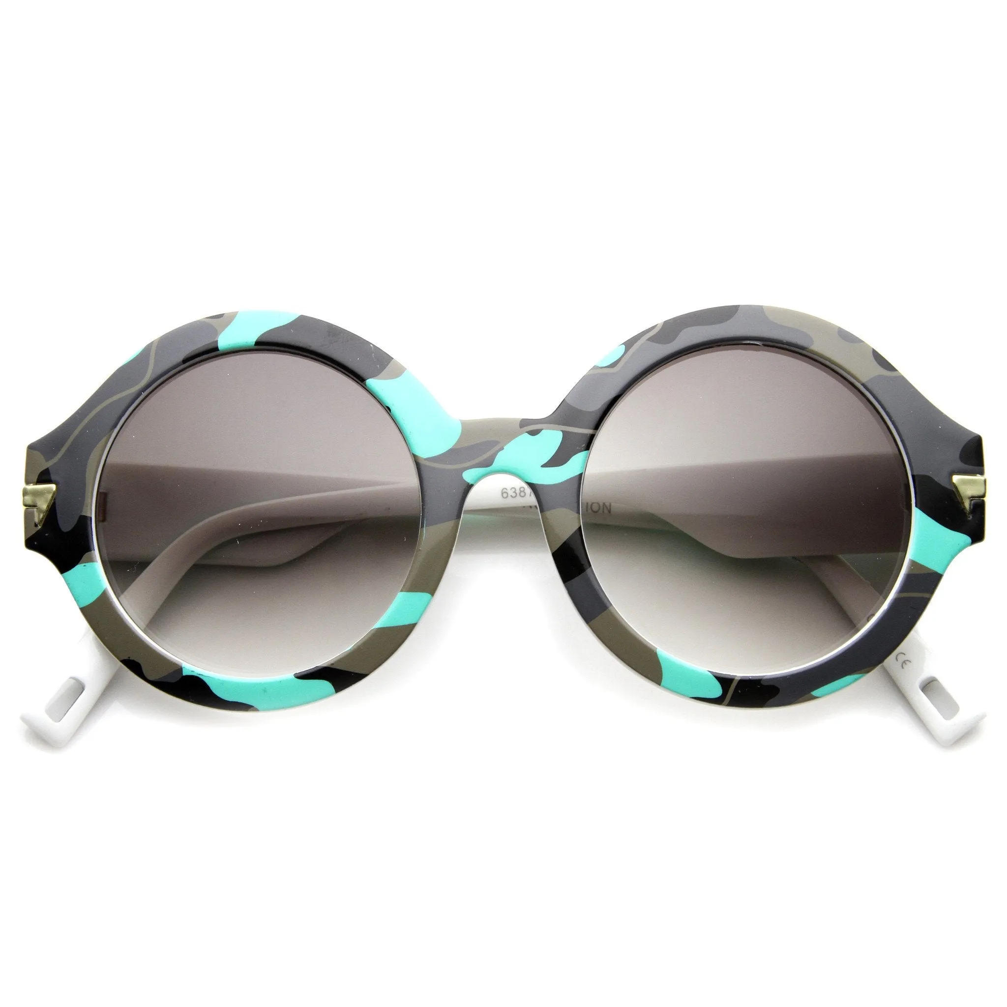 Retro Round Thick Frame Camouflage Sunglasses 9911 sold by ZeroUV product image thumbnail 3