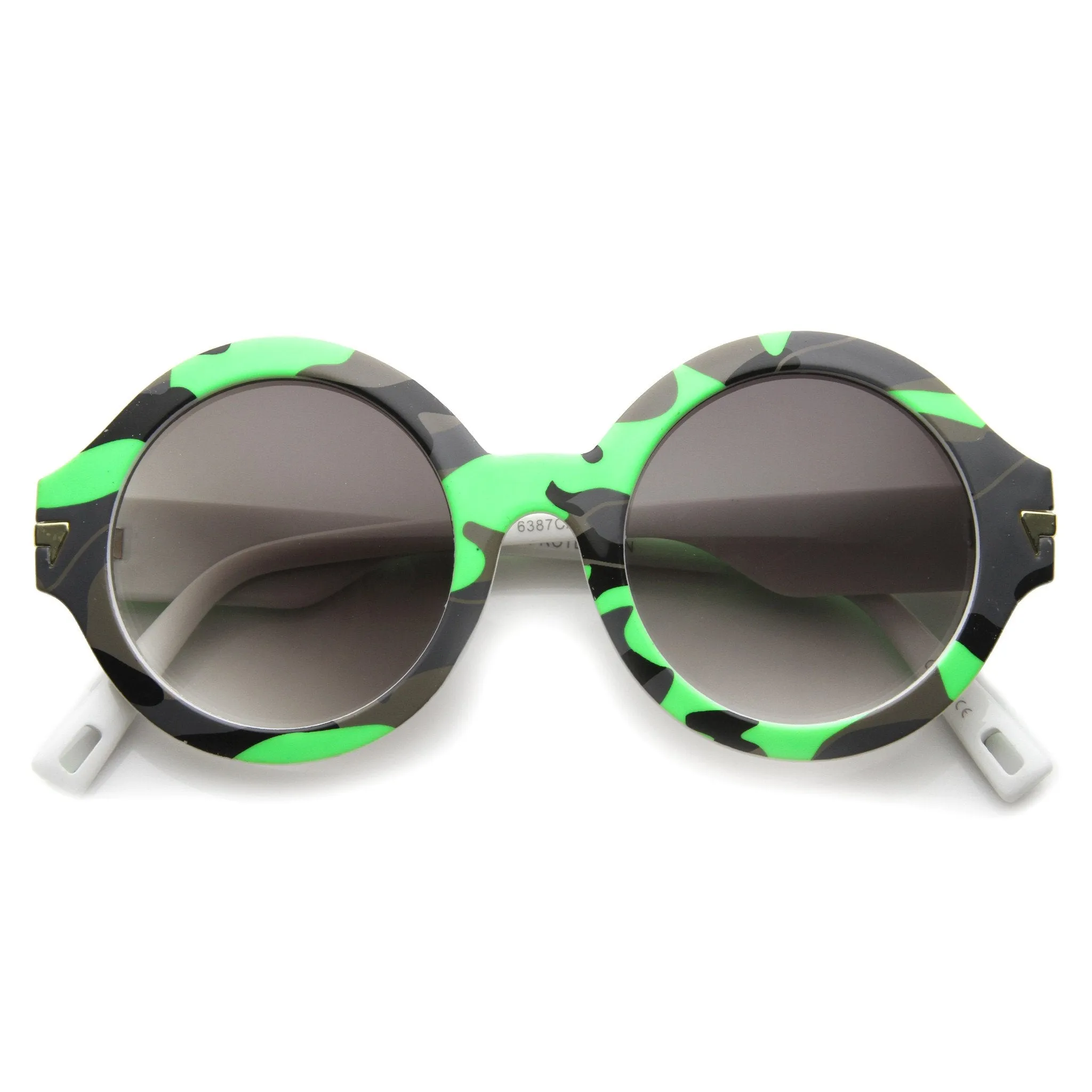 Retro Round Thick Frame Camouflage Sunglasses 9911 sold by ZeroUV product image thumbnail 2