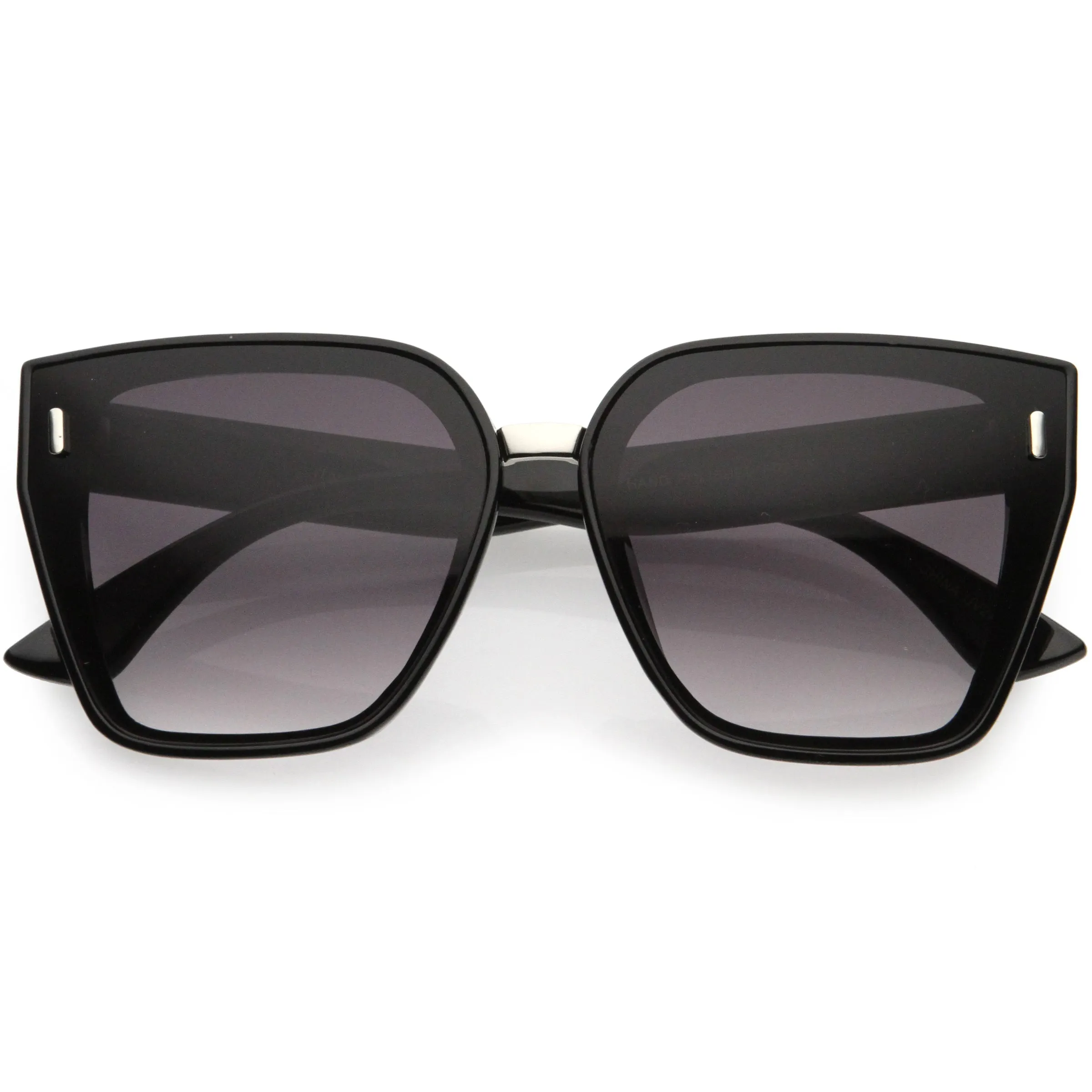Posh Oversize Two-Tone Metal Nose Bridge Temple Rivet Accent Cat Eye Sunglasses D036 sold by ZeroUV